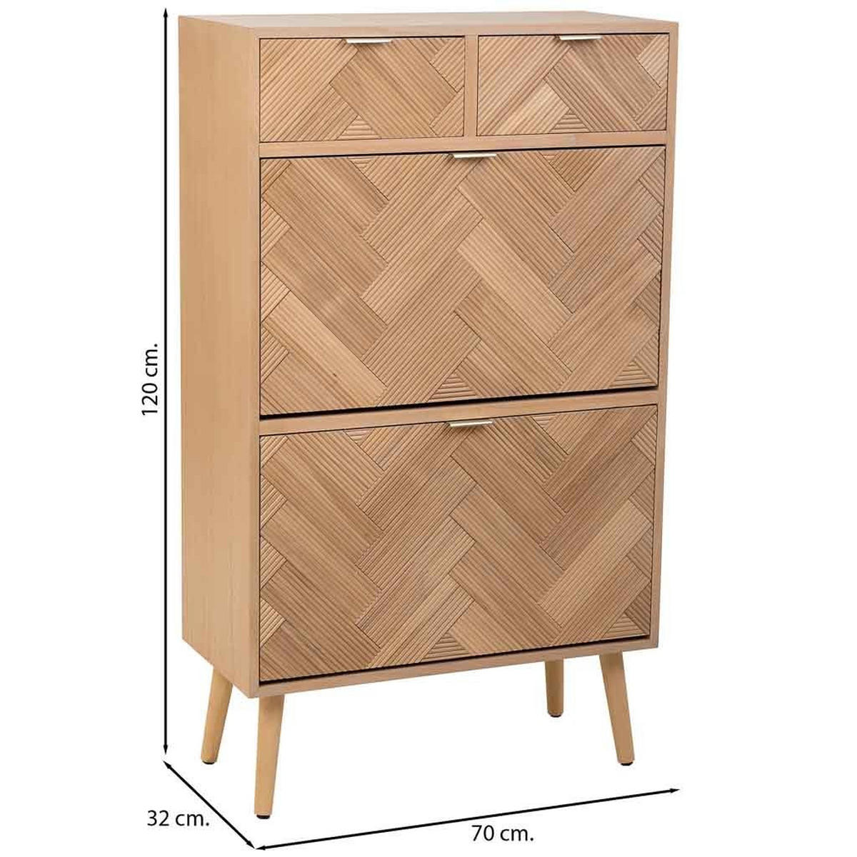 SCHUHREGAL aus Holz mit 2 Türen und 2 Schubladen, 70x32x120 braun - Braun, Holzwerkstoff (70/70/120cm) - Wanderlust