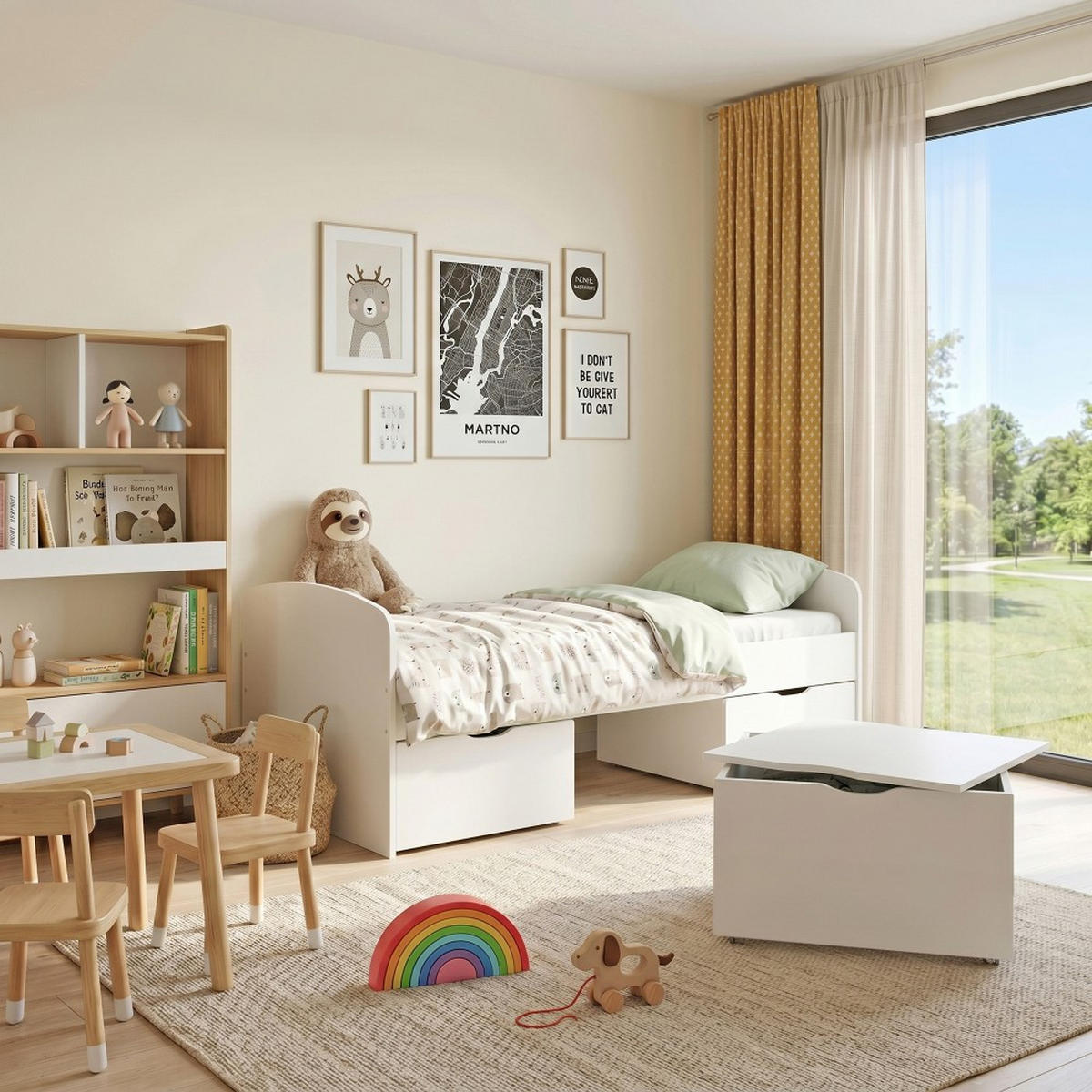 KINDERBETT MIA / SPIELBETT Lattenrost + 3x Schubladen - Weiß - Weiß, Holz/Holzwerkstoff (90/190cm) - Weber Industries