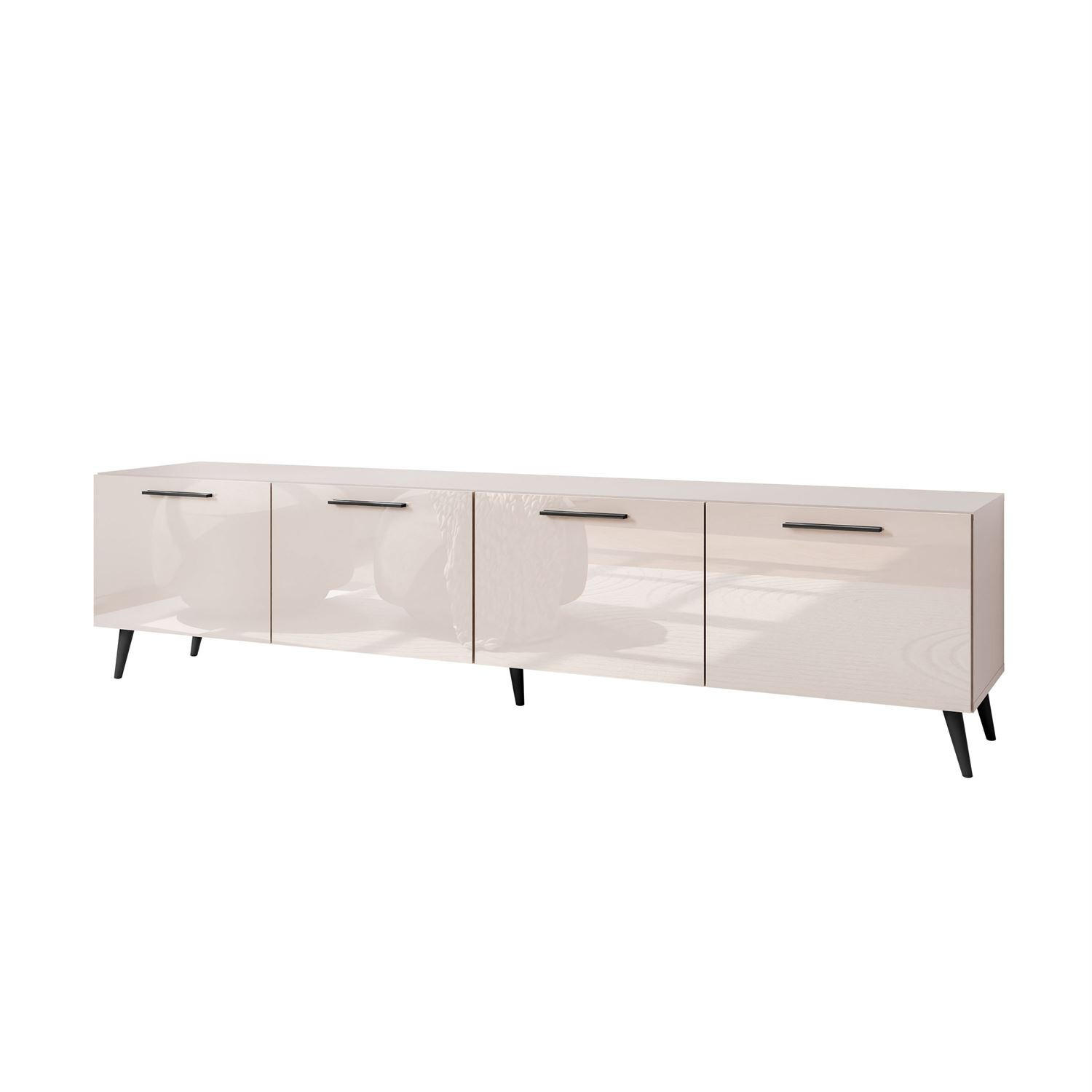 TV-ELEMENT AURA 200 KASCHMIR Hochglanz auf schrägen schwarzen Beinen - Kaschmir/Schwarz, Holzwerkstoff (200/49/40cm) - Lookway