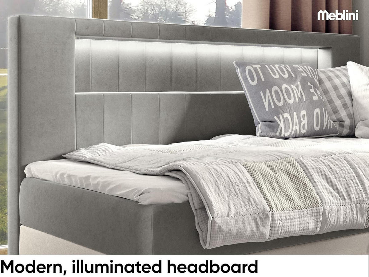 KINDERBETT GARETH 2 - Weiß/Grau, Holzwerkstoff (91/201cm) - Meblini