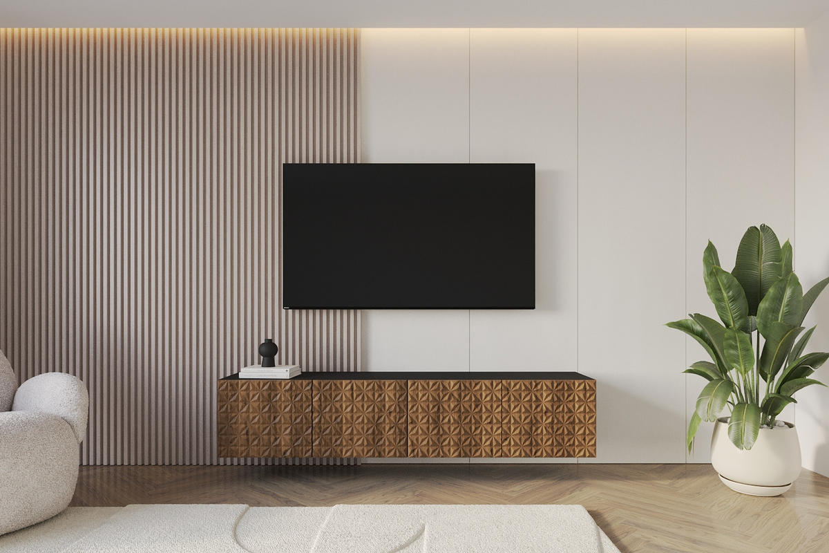 LOWBOARD VIRA-W 2x100x40x41 cm - Schwarz / Katania - Eiche Wotan, Holzwerkstoff (200/40/41cm) - ALTDECOR