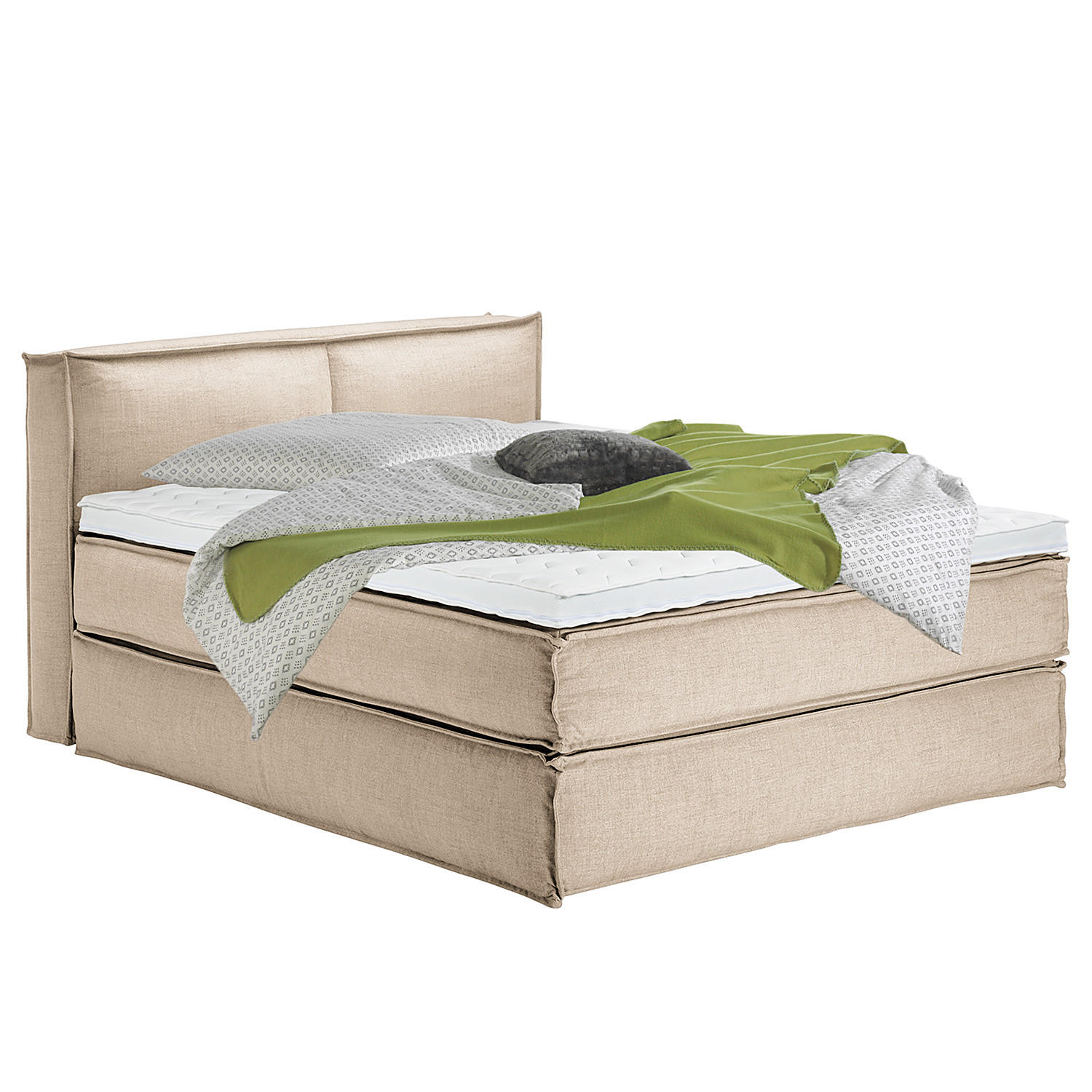 BOXSPRINGBETT mit Kopfteil - Premium - Beige, Textil (160/220cm) - home24