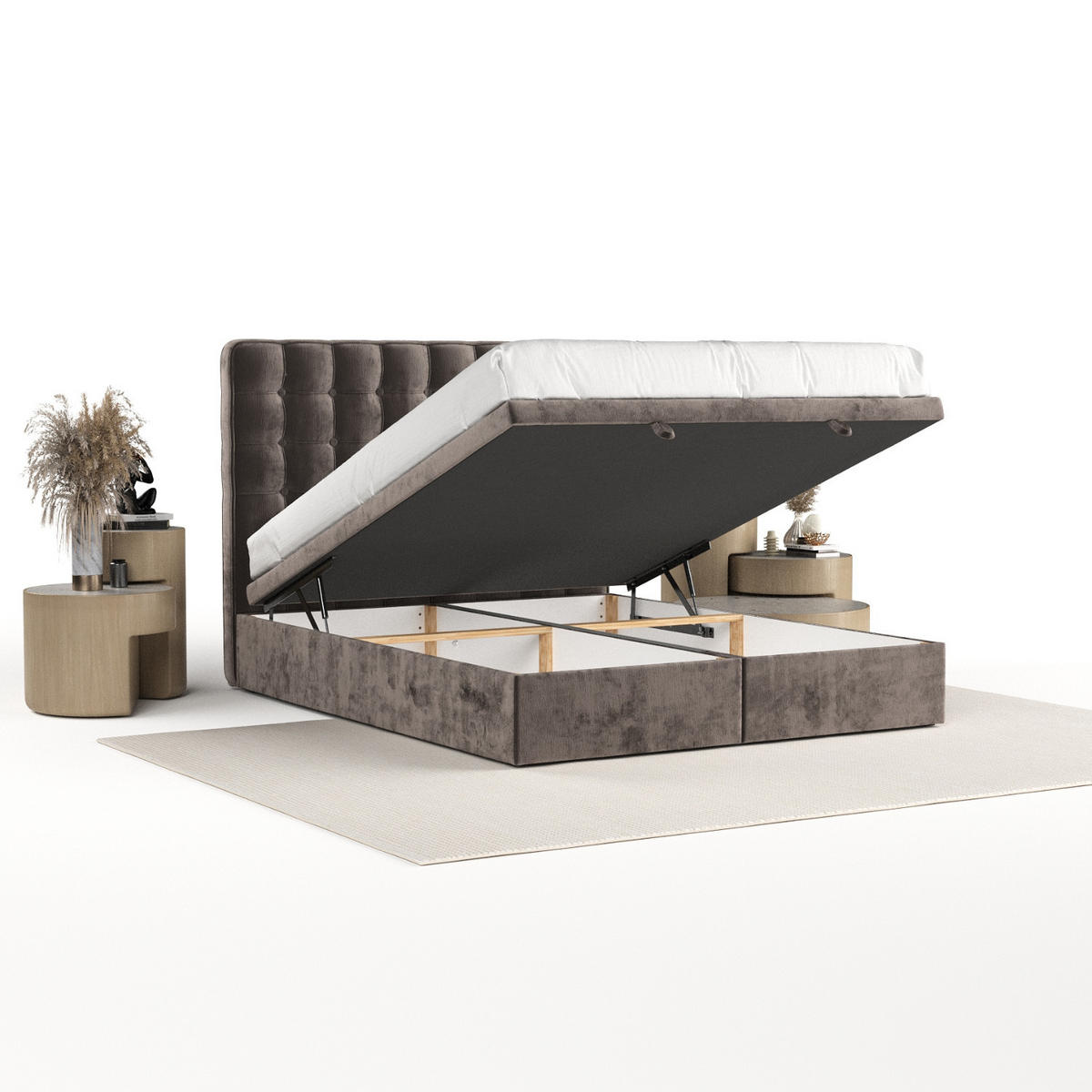 POLSTERBETT Celestia mit Stauraum 120/200 cm Braun im Lotta Stoff - Schwarz/Braun, Holz/Holzwerkstoff (120/200cm) - AltaBeds