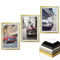 WANDBILDER 3er Set - 40x60 cm Goldrahmen - Oldtimer in Städten - Goldfarben, Kunststoff (40/60cm) - ArtPrintCave
