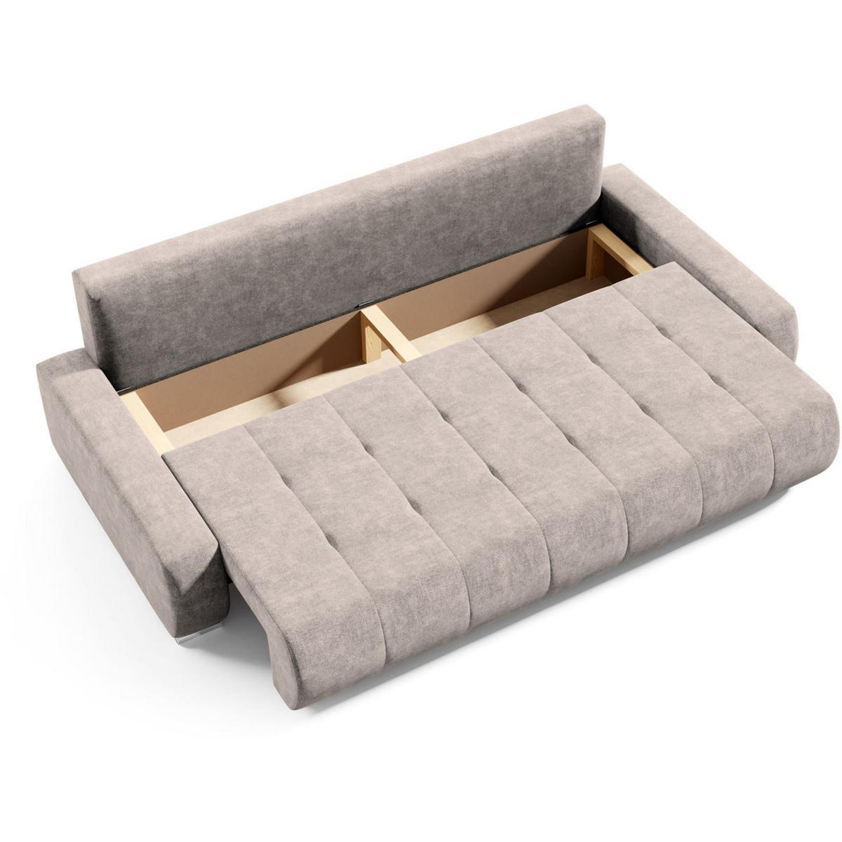 SCHLAFSOFA Draco 3-Sitzer, mit Bettkasten, Beige - Beige, Textil (240/85/110cm) - Beautysofa