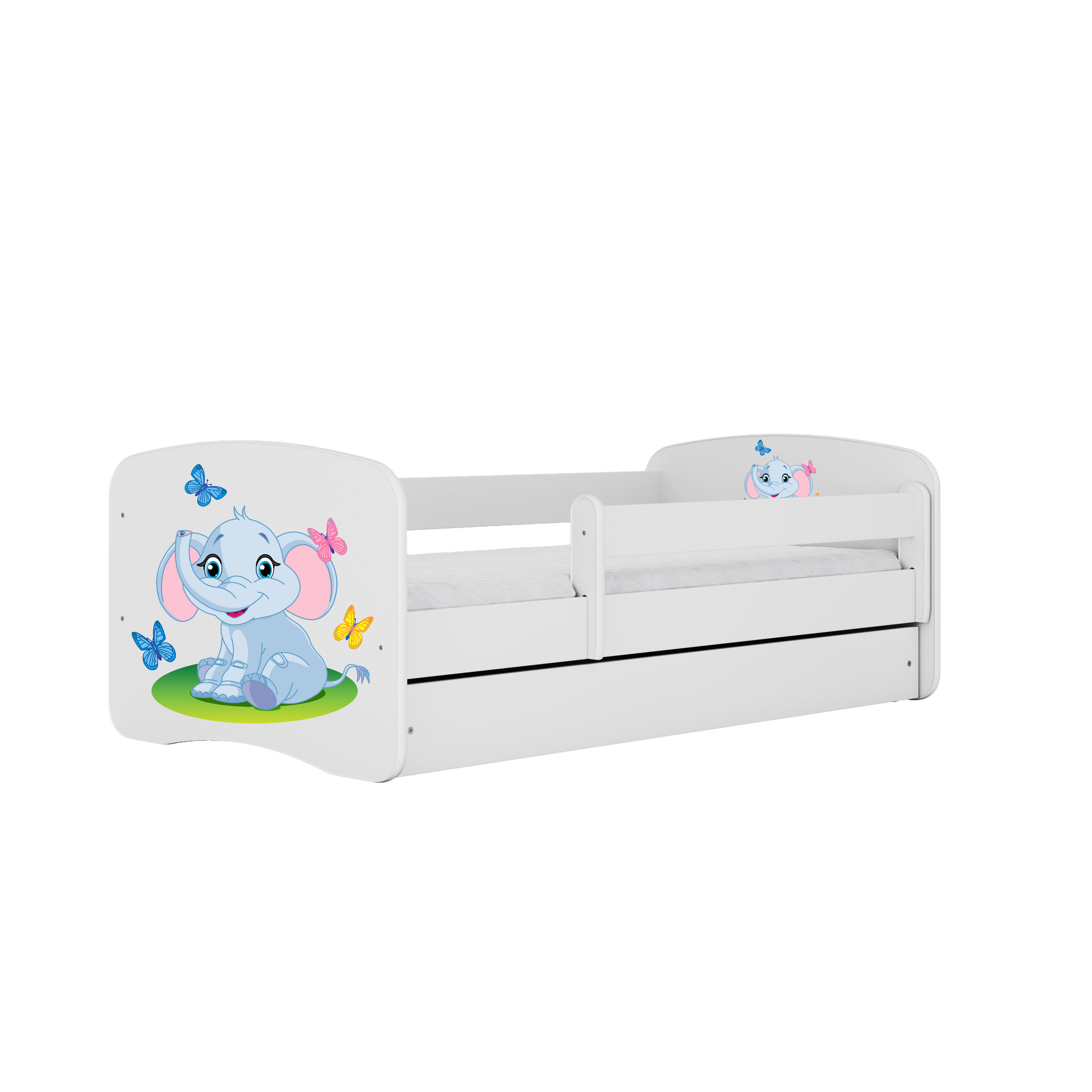 KINDERBETT Elefant mit Schublade 140/70 80/61/144 - Weiß, Holzwerkstoff (70/140cm) - RAUMHIRSCH FURNITURE