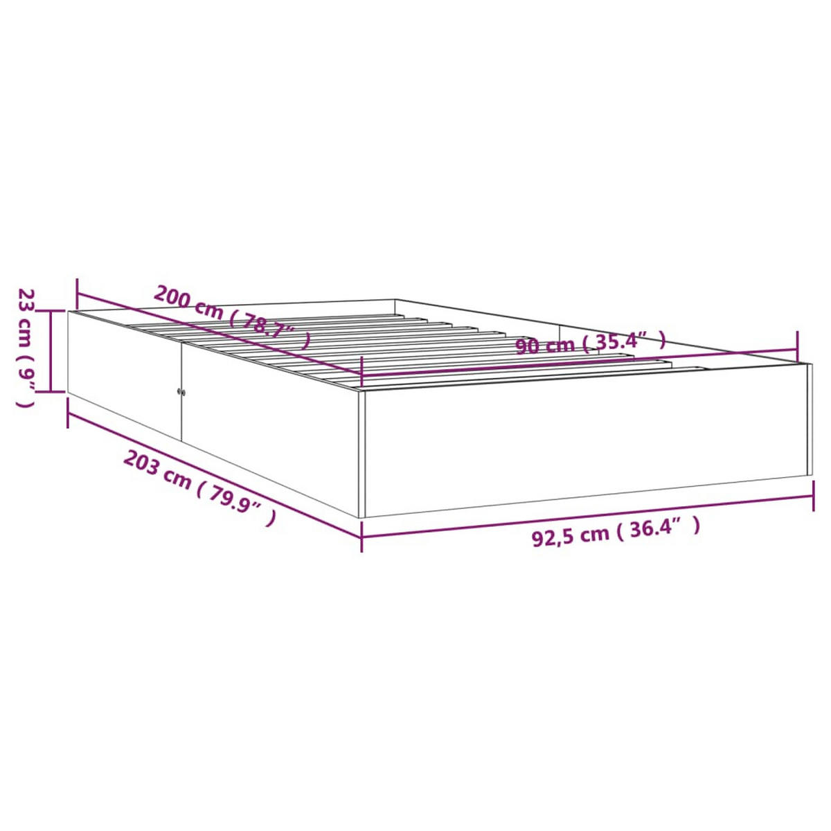 MASSIVHOLZBETT Weiss 90/200 Cm - Weiß, Naturmaterialien (90/200cm) - vidaXL