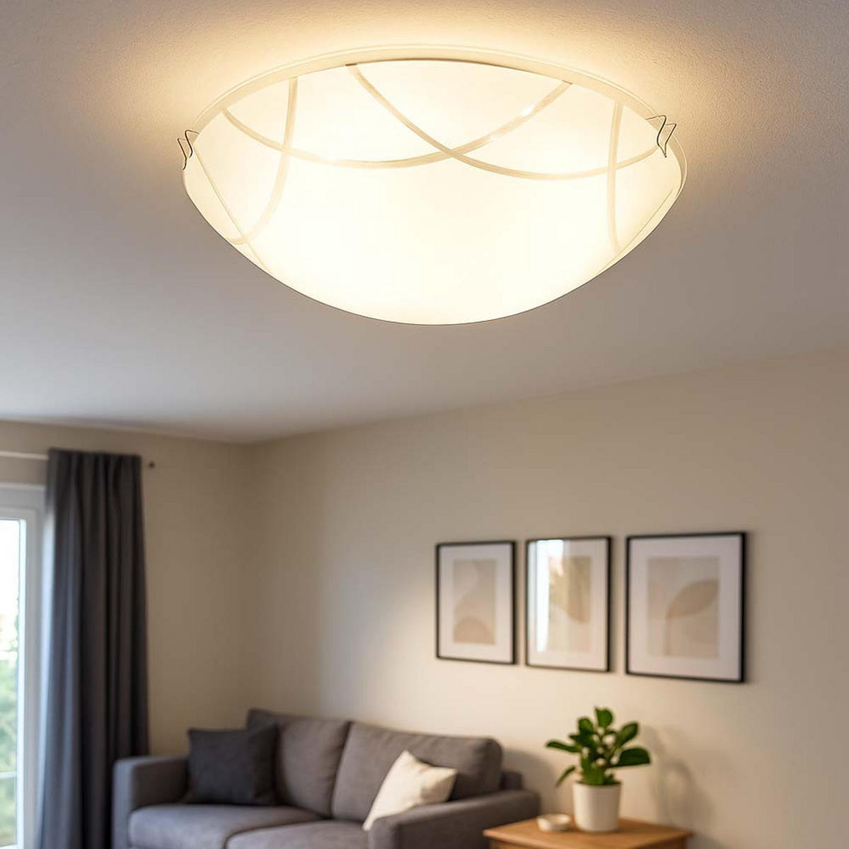 LED DECKENLEUCHTE Inka Glas Weiß 2er Set - Weiß, Glas (25/25/7.5cm) - Globo Lighting