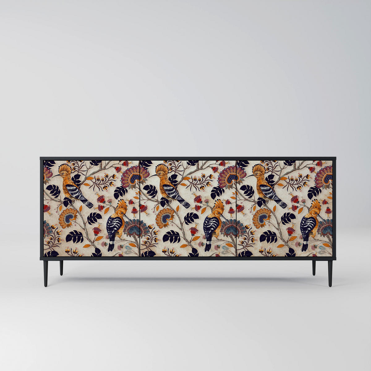 SIDEBOARD EMINENT HOOPOE, Eicheneffekt, 164,5x42x77,5 cm, 3 Türen - Eichefarben/Buchefarben, Holzwerkstoff/Buchenholz (164.5/77.5/42cm) - SpaceRebels