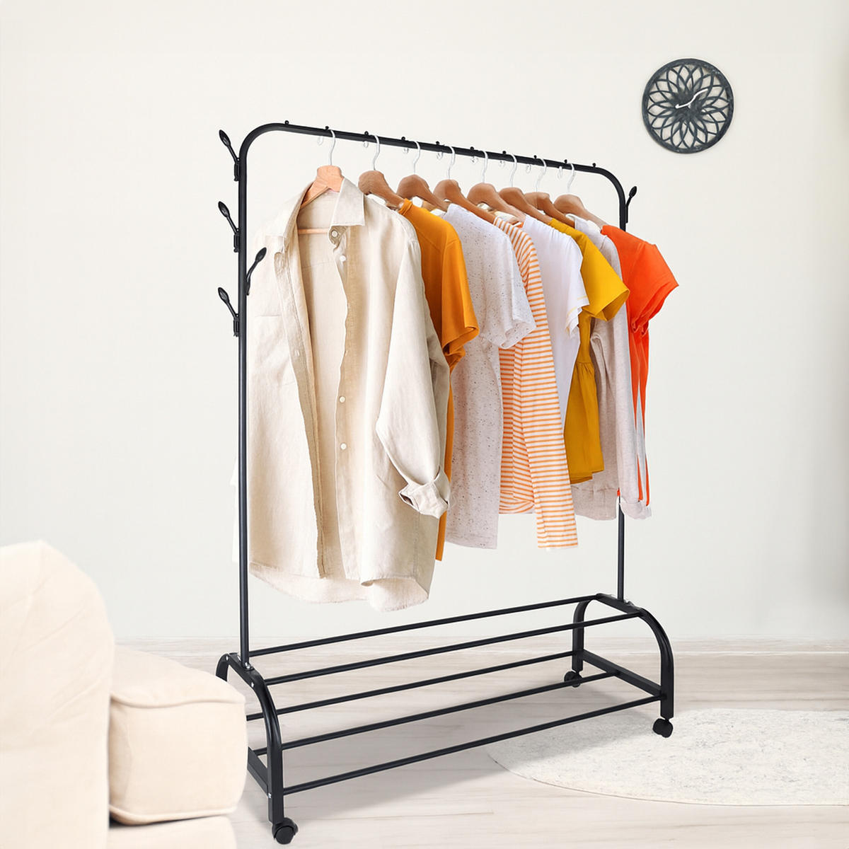 KLEIDERSTÄNDER - Schwarz, Kunststoff/Metall (110/160/40cm) - Relaxdays