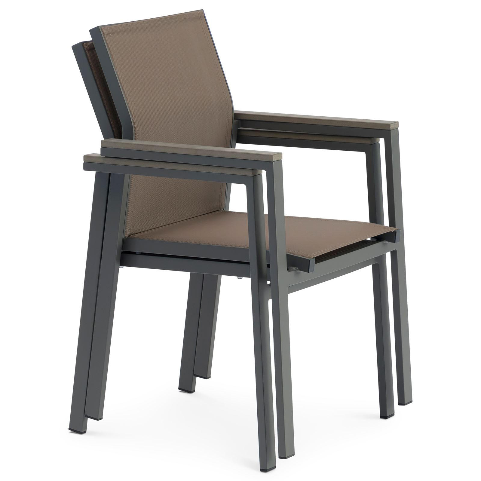 GARTENSTÜHLE WINDY 6ER-SET - Grau, Textil (56/88/57cm) - IDIMEX