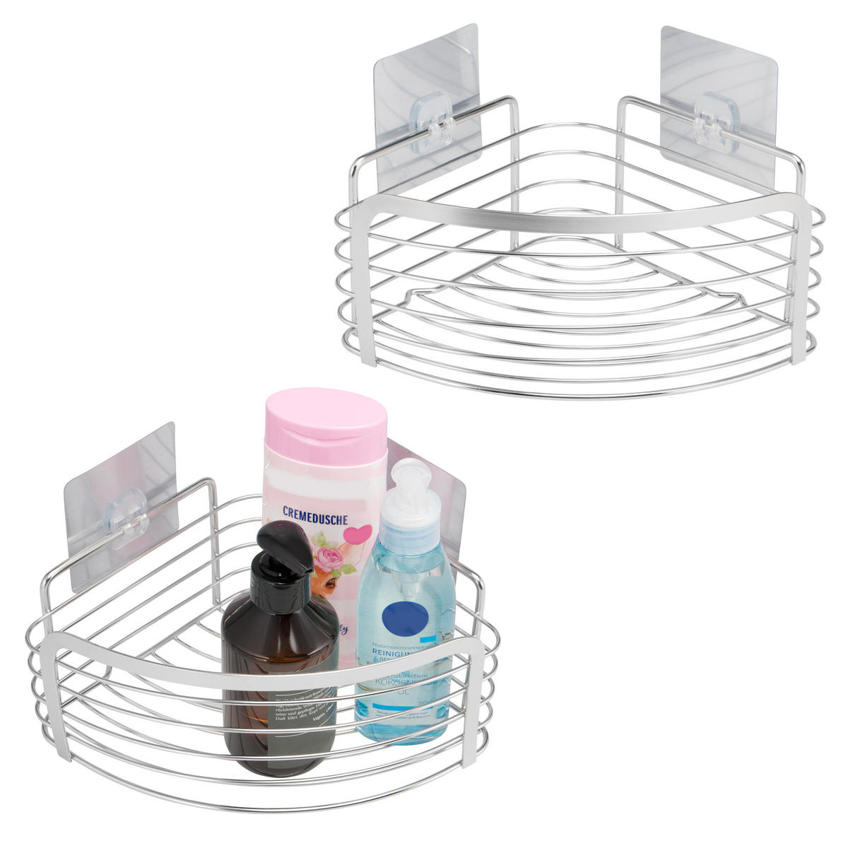 ECK-ABLAGEKORB 2er-Set, silber - Edelstahlfarben, Metall (25/10.5/18.5cm) - bremermann