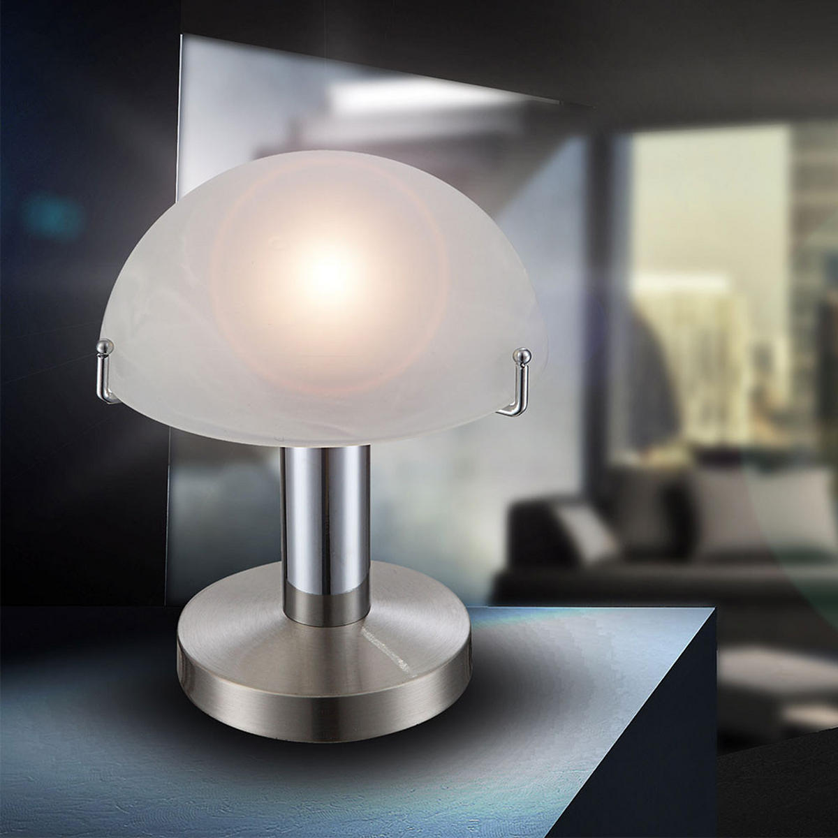 LED TISCHLEUCHTE Otti Silber Glas - Silberfarben, Glas (15/15/22.5cm) - Globo Lighting