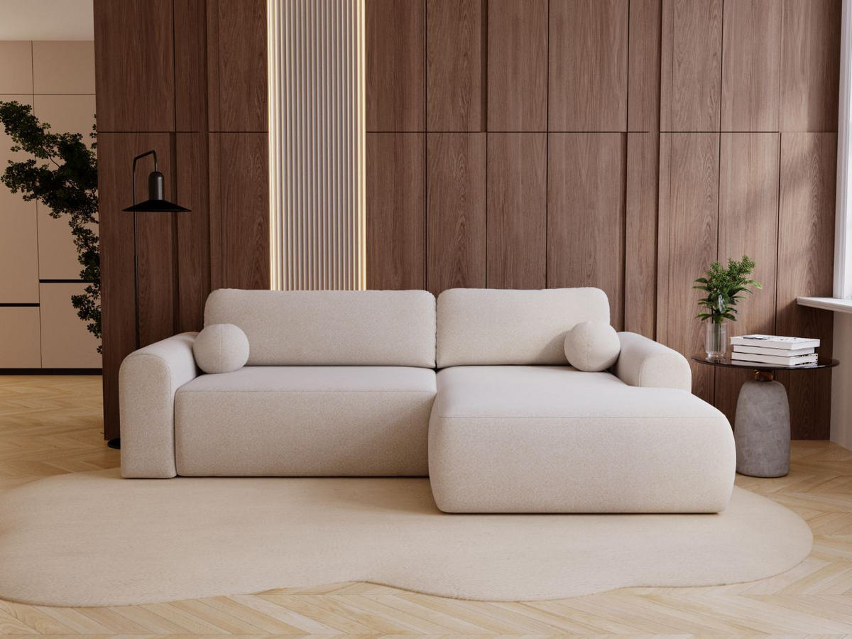 ECKSOFA Savana Creme Links - Creme, Holz/Textil (257/177cm) - Graingold