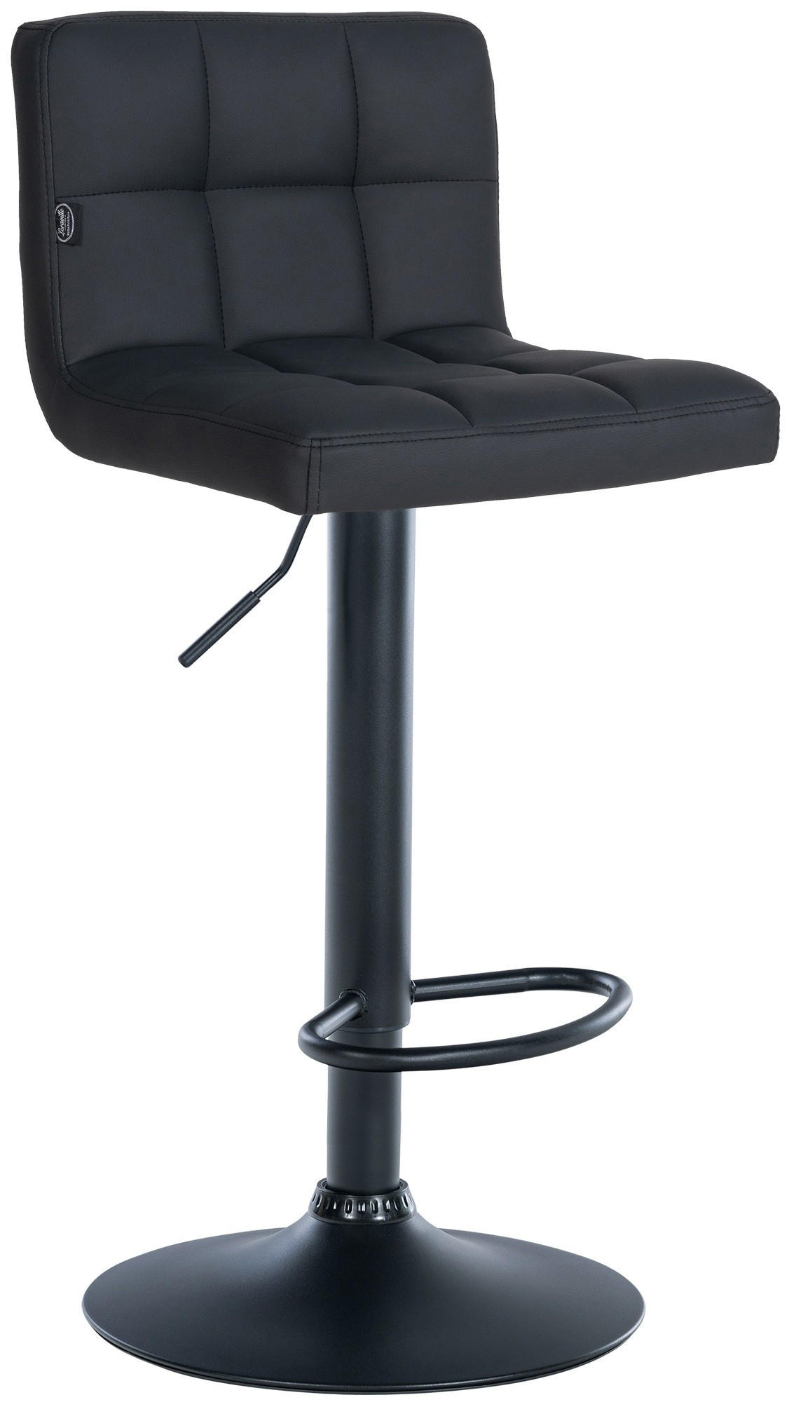 BARHOCKER Feni 85-106x40x40 cm schwarz - Schwarz, Leder (40/85/40cm) - furnicato