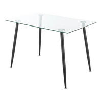 ESSTISCH Hyrynsalmi - Transparent/Schwarz, Glas/Metall (70/110/75cm) - [en.casa]