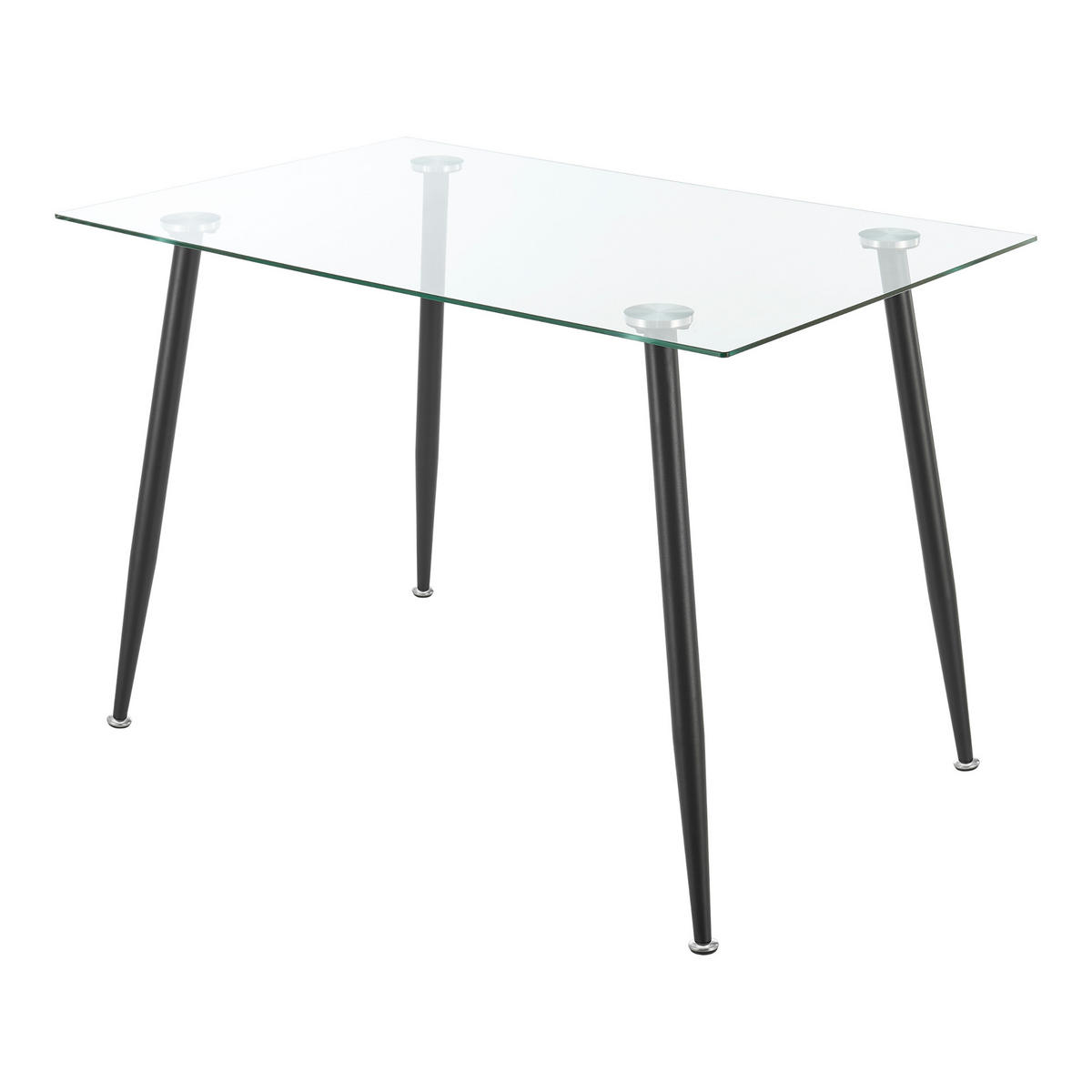 ESSTISCH Hyrynsalmi - Transparent/Schwarz, Glas/Metall (70/110/75cm) - [en.casa]