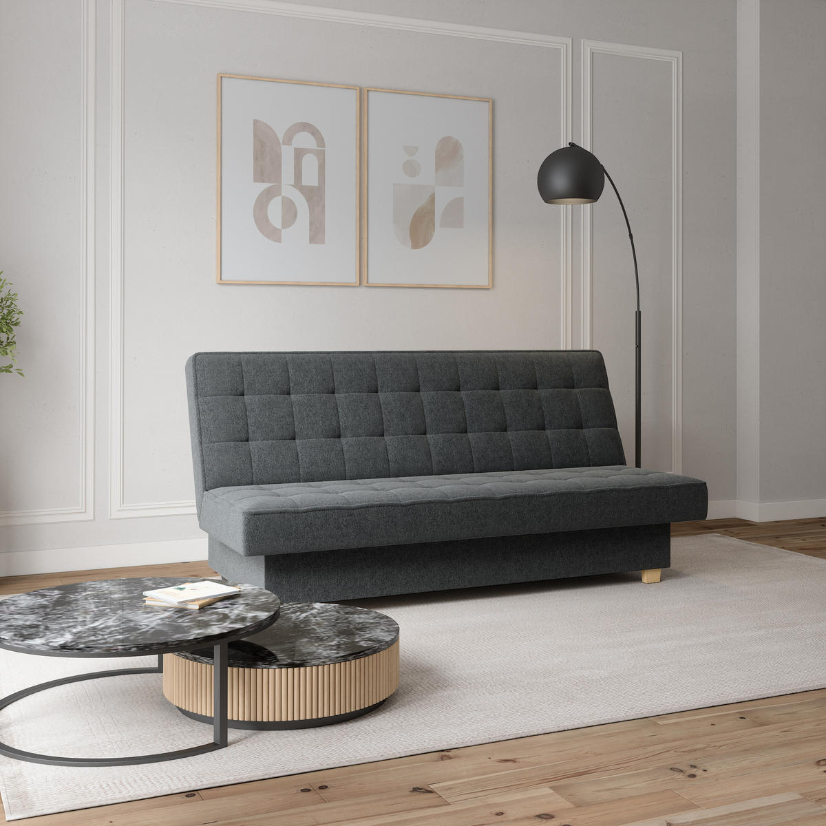 SCHLAFSOFA BELFI - Dunkelgrau (Twist 20) - Dunkelgrau, Holzwerkstoff (192/95/92cm) - Möblo