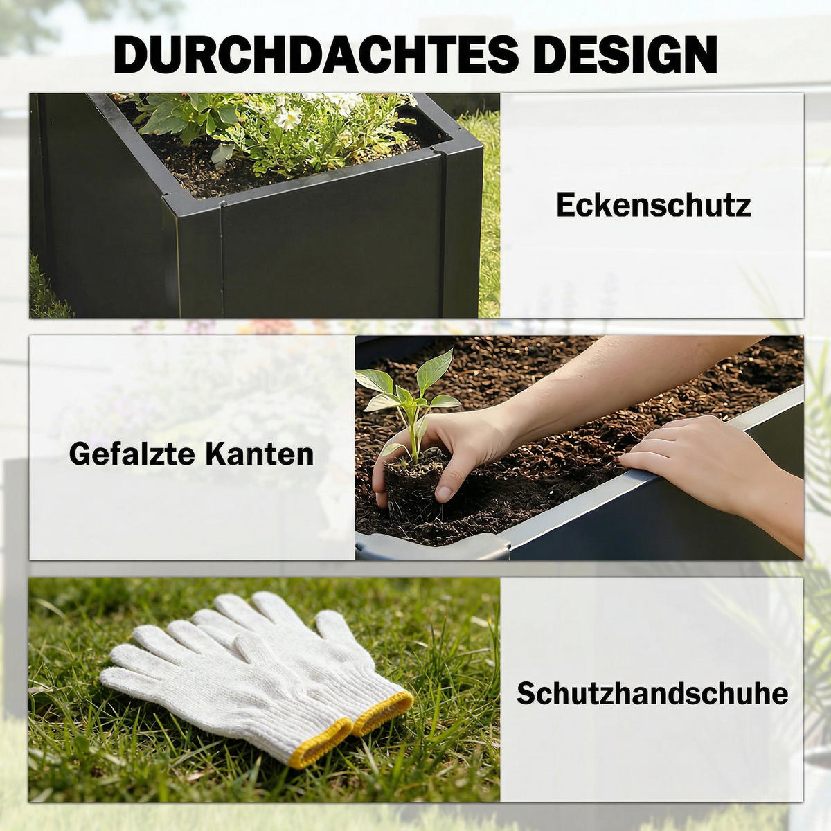 METALL-HOCHBEET Verzinkter Stahl Schwarz - Schwarz, Metall (150/55/150cm) - Outsunny