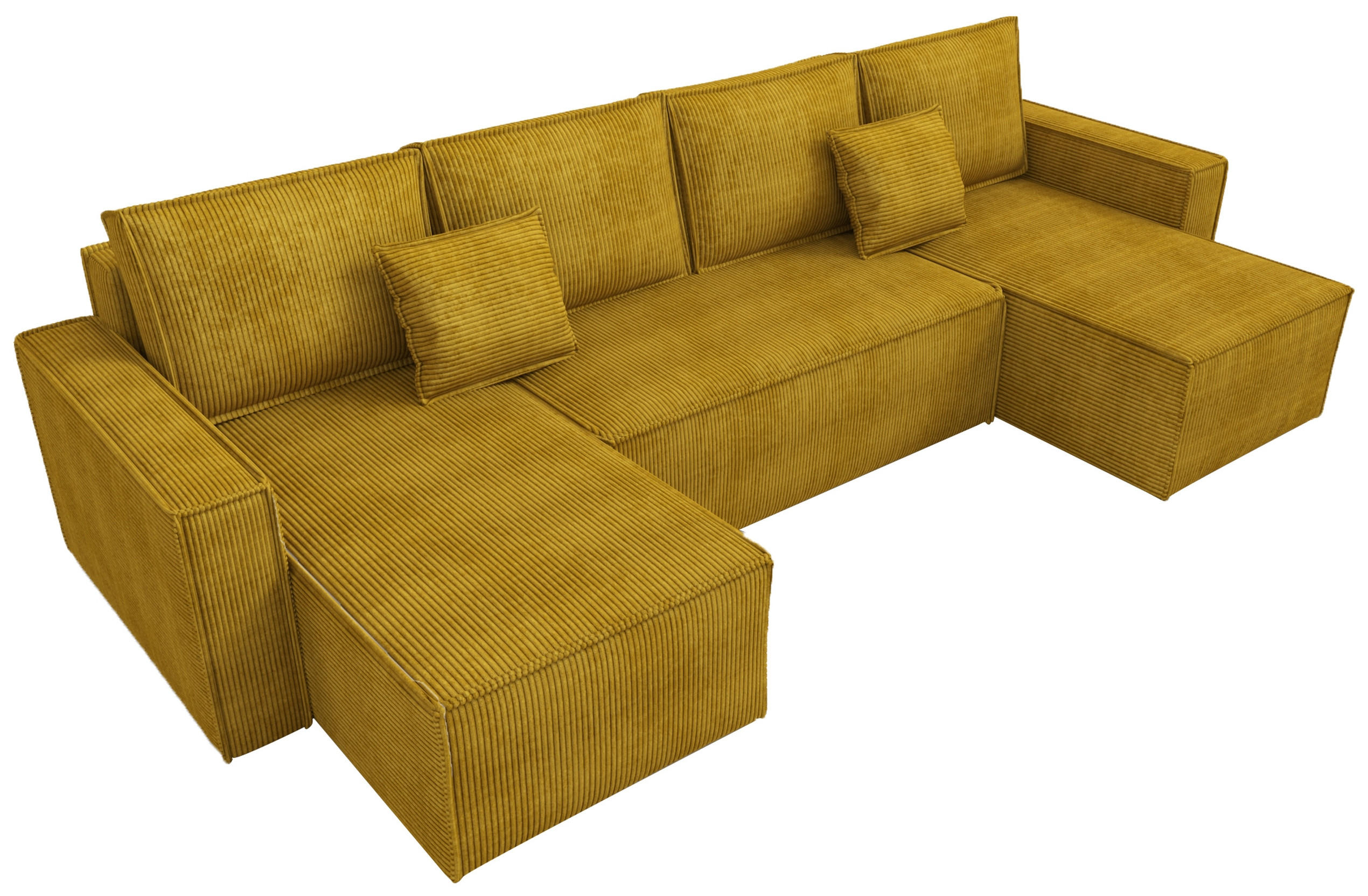 WOHNLANDSCHAFT Dexter U mit Schlaffunktion Gelb Cord - Gelb, Textil (310/80/141cm) - Bromarkt