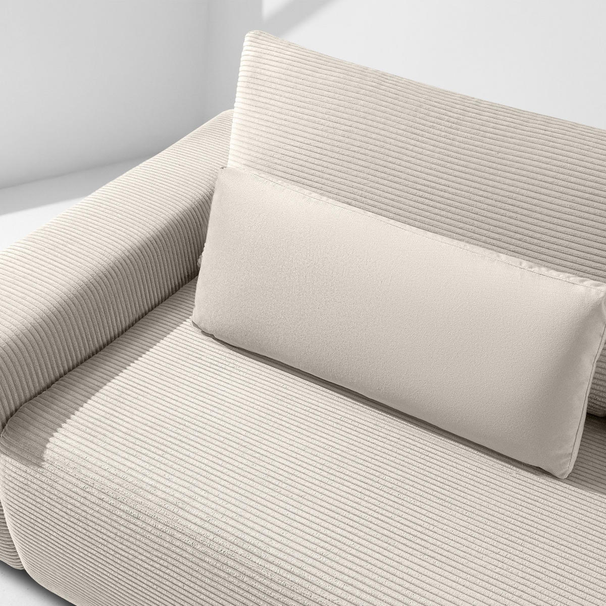 3-SITZER SCHLAFSOFA MOLLIS, Corduroy, Cremig - Creme, Holz/Holzwerkstoff (250/93/108cm) - KONSIMO®