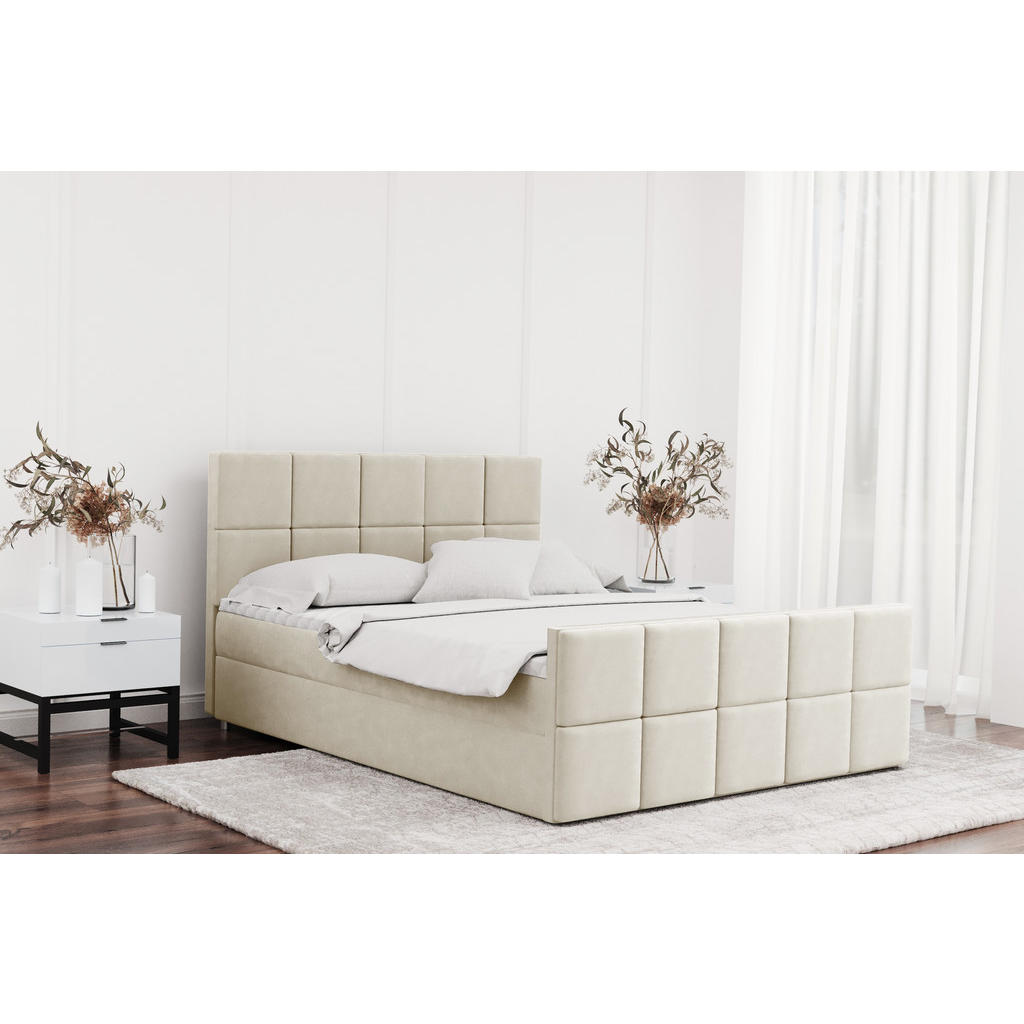 Thumbnail - Kaiser Möbel Boxbett, Ecru, Textil, H3, Höhe ca. 20 cm, einzeln stellbar, 160x200 cm, Schlafzimmer, Betten, Boxspringbet...