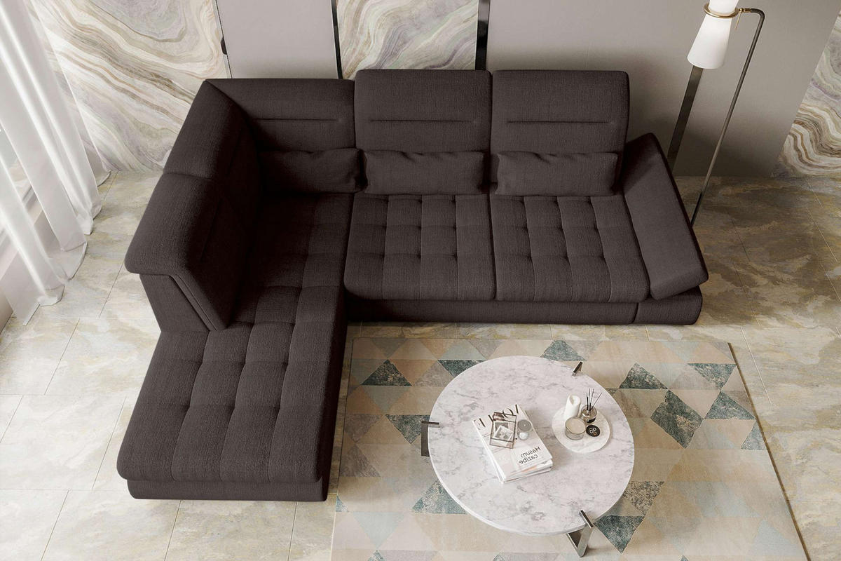 ECKSOFA Toscana Velours inkl. Schlaffunktion - Braun, Textil (227/279cm) - 99rooms