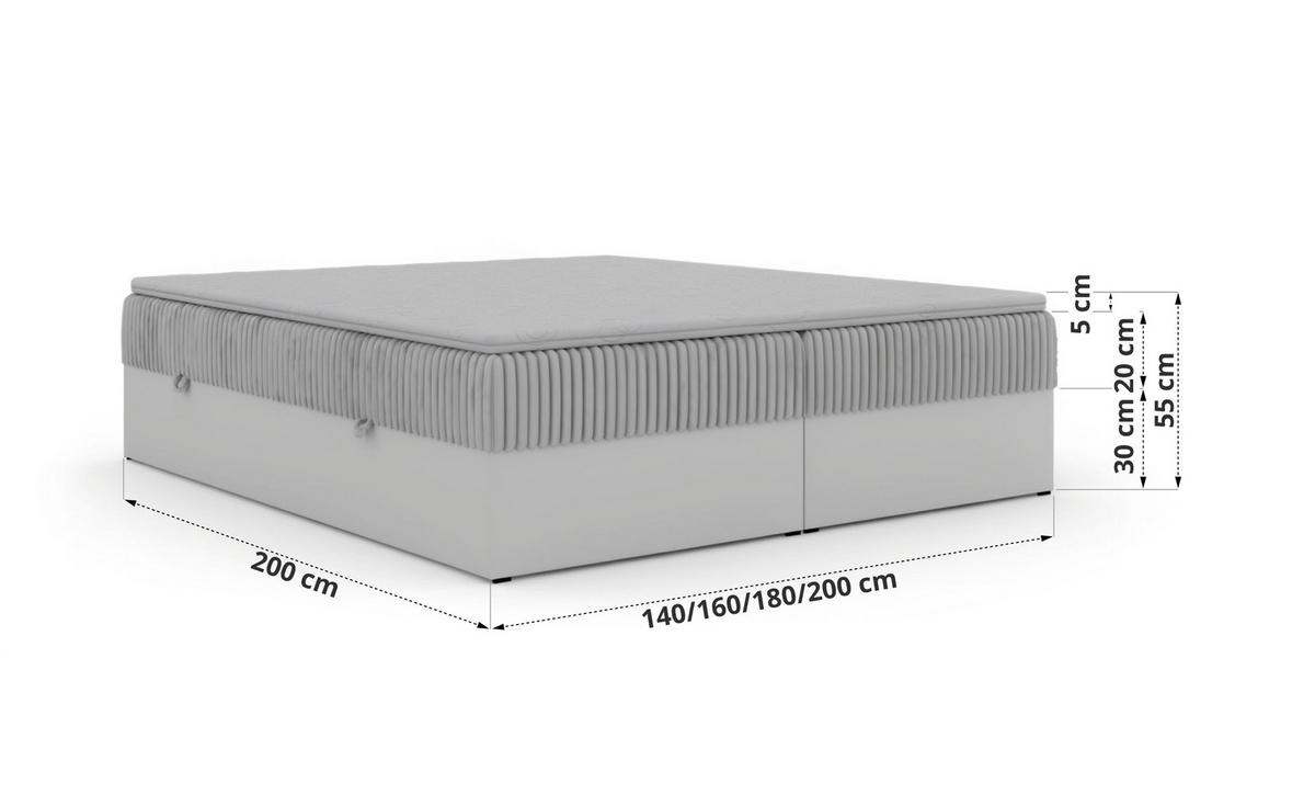 BOXBETT TRAVIT ZERO 140/200 - Beige Cord - Topper T25 - H3 - Beige/Schwarz, Kunststoff/Textil (140/200cm) - MKS