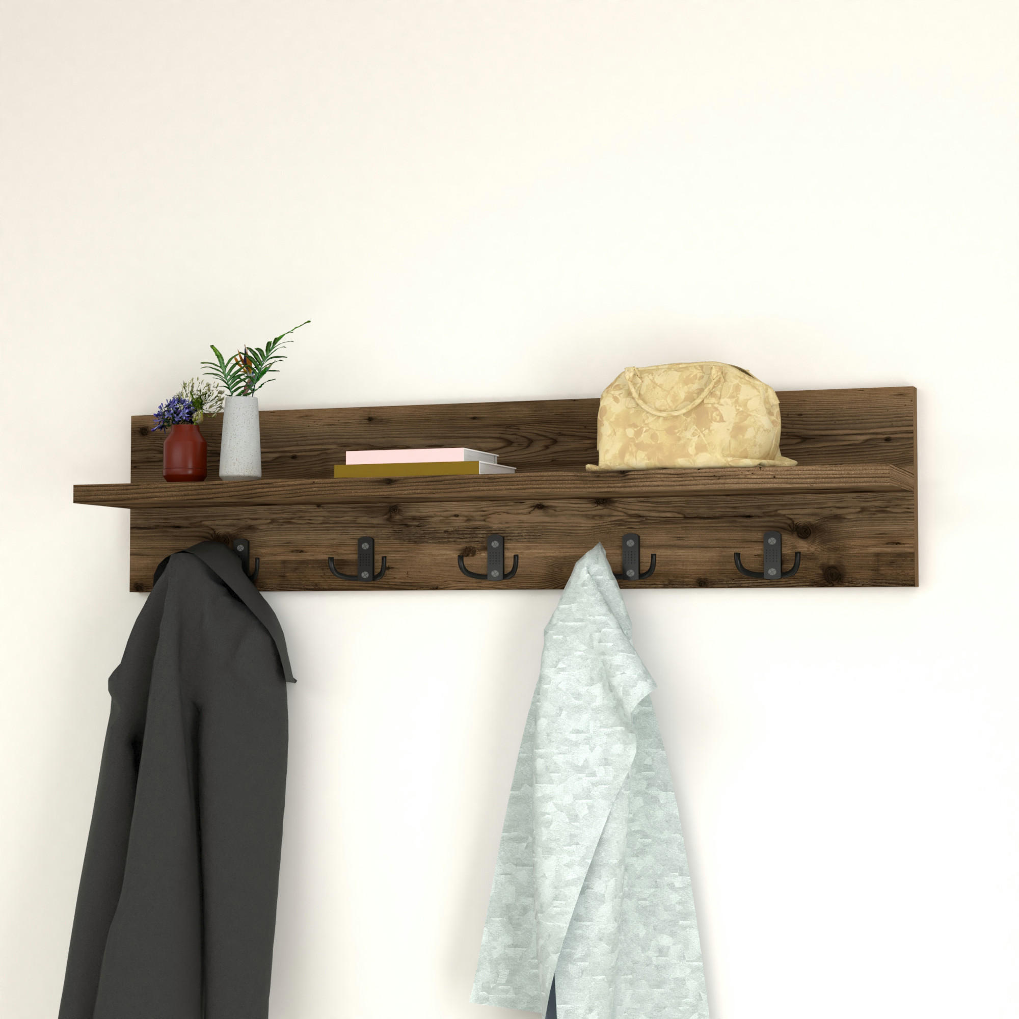WANDGARDEROBE Hammarö - Alteiche, Holzwerkstoff (80/18/13cm) - [en.casa]