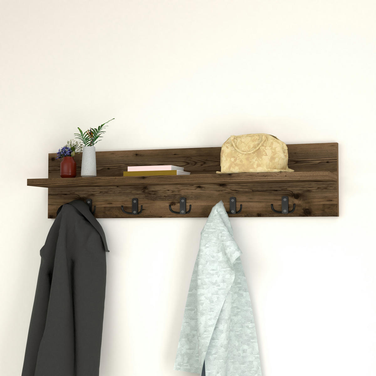 WANDGARDEROBE Hammarö - Alteiche, Holzwerkstoff (80/18/13cm) - [en.casa]