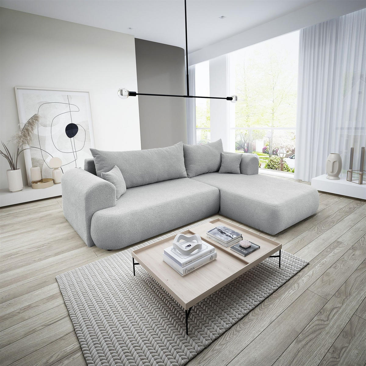 ECKSOFA Anike In Now Or Never - Grau, Holzwerkstoff/Textil (260/173cm) - Fun Möbel