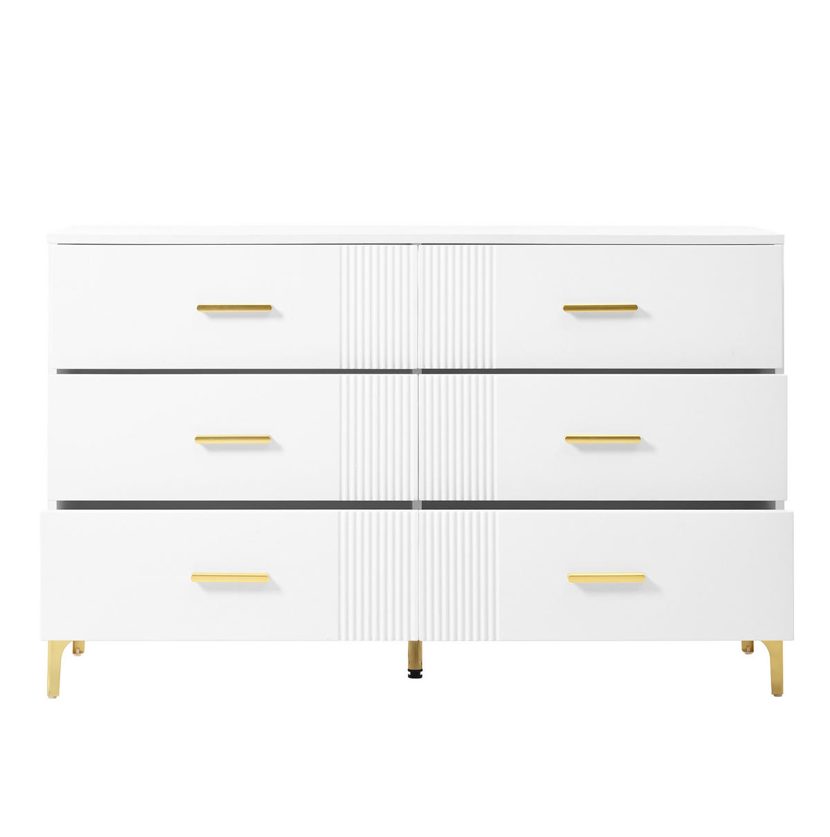 KOMODA z MDF 120x76x40 cm bílá se 6 zásuvkami a vlnitým čelem - bílá, kompozitní dřevo (120/76/40cm) - Modfu