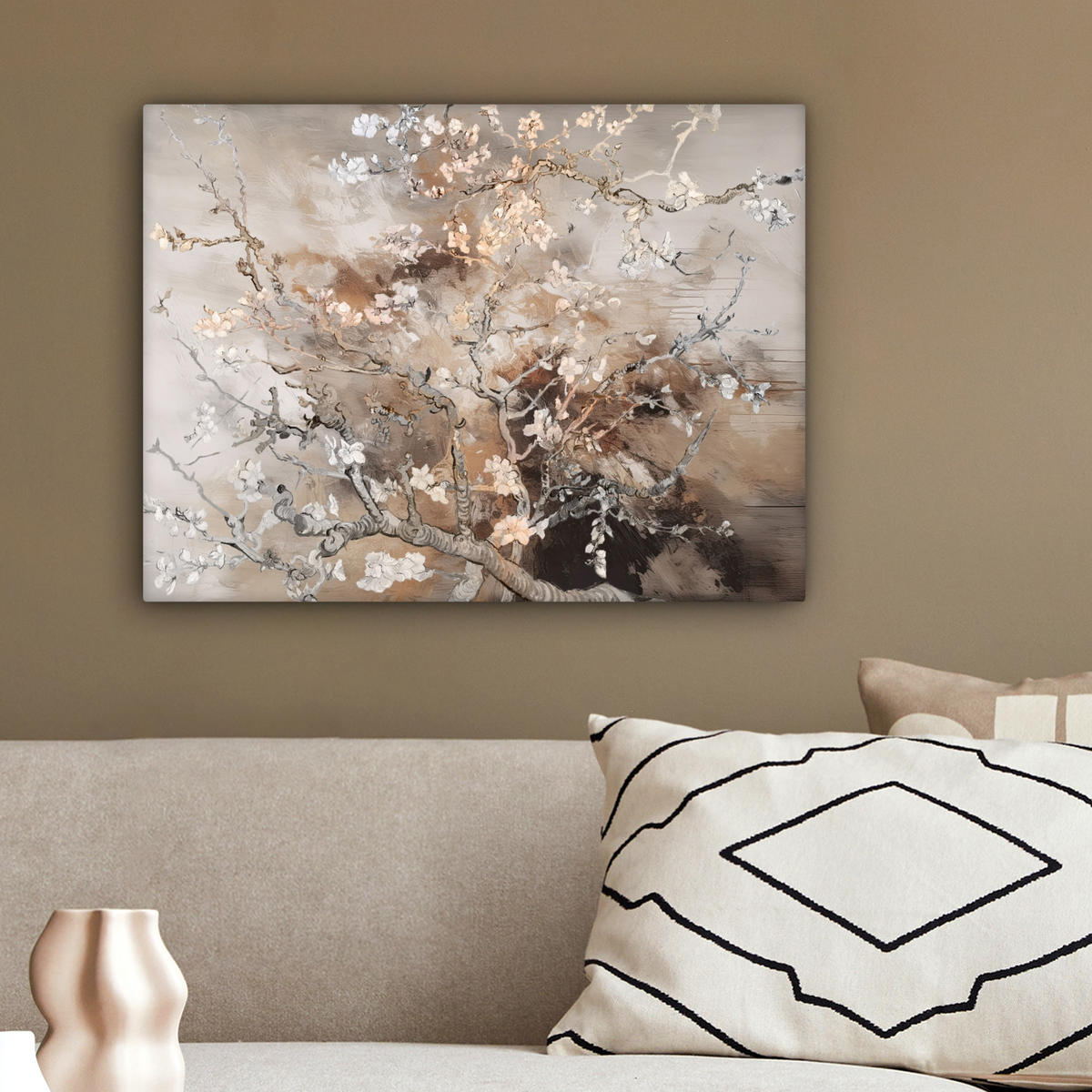 LEINWANDBILD Mandelblüte - Kunst - Van Gogh - Beige - Abstrakt 40x30 cm - Braun, Textil (40/30cm) - MuchoWow