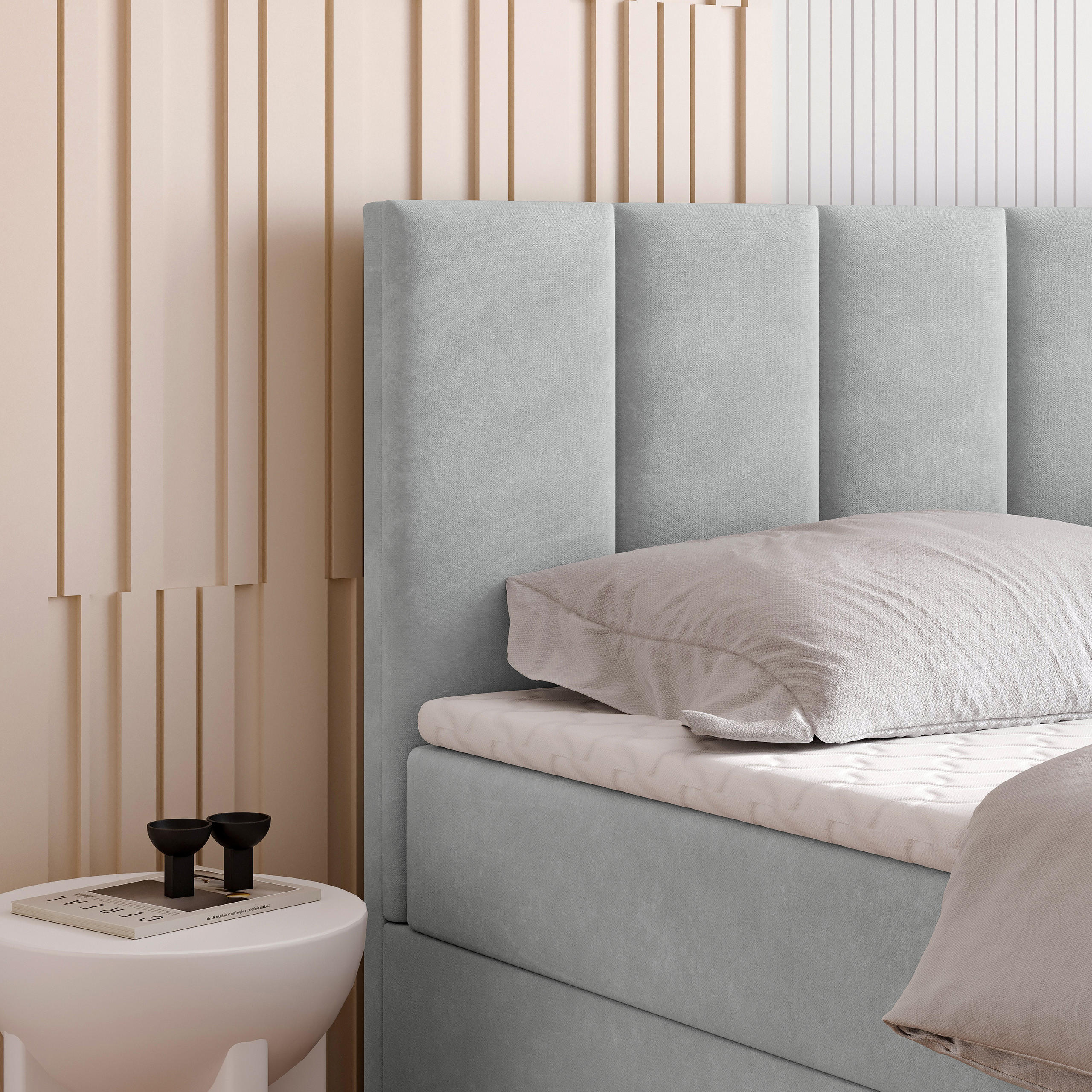 Thumbnail - Masseno Boxbett, Gelb, Holz, 140x200 cm, Schlafzimmer, Betten, Boxspringbetten