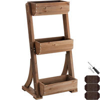 VERTIKALBEET Flora,inklusive Pflanzvlies, 60 x 49 x 140 cm,braun - Braun, Holz (60/140/49cm) - tectake