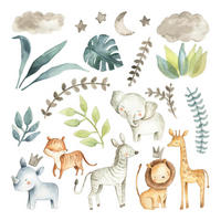 WANDAUFKLEBER 130x206cm - Wilde Safari - Multicolor, Kunststoff (130/206/0.1cm) - Wallfluent