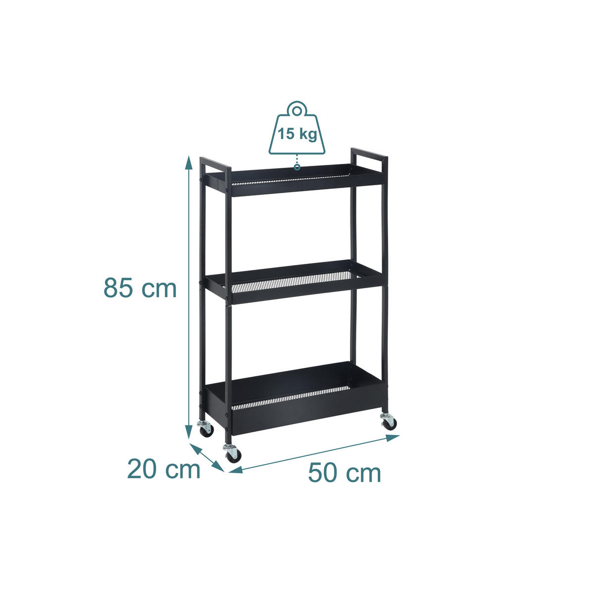 NISCHENWAGEN - Schwarz, Metall (20/85/50cm) - Relaxdays