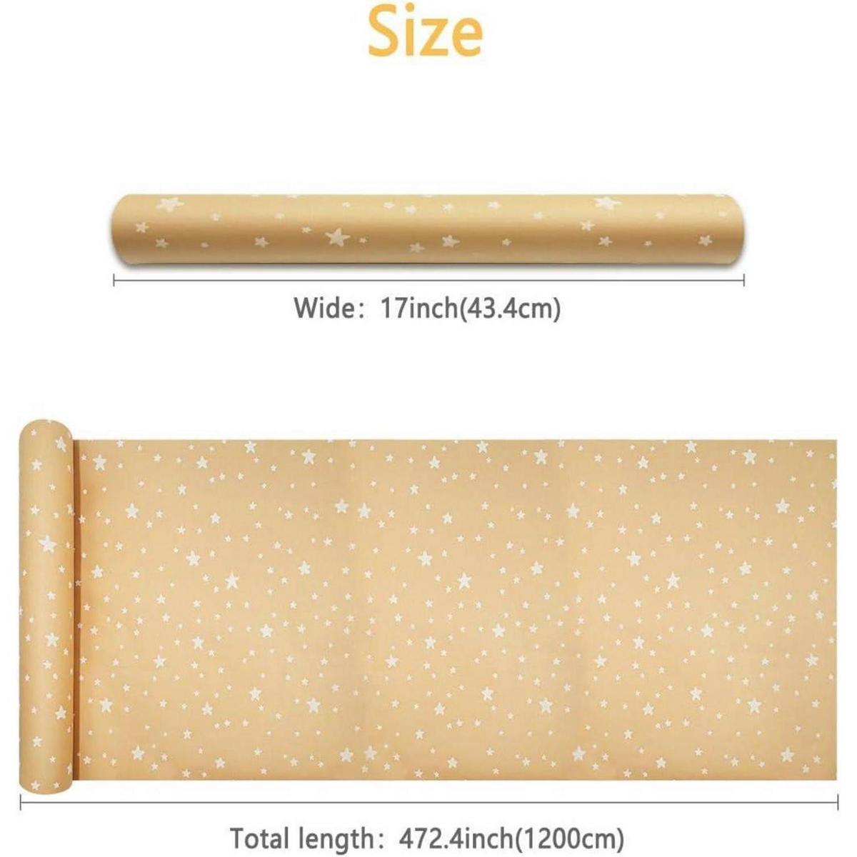 GESCHENKPAPIERROLLE Kraftpapier Sterne 43 cm x 20 m - Braun, Papier (43/1.5/43cm)