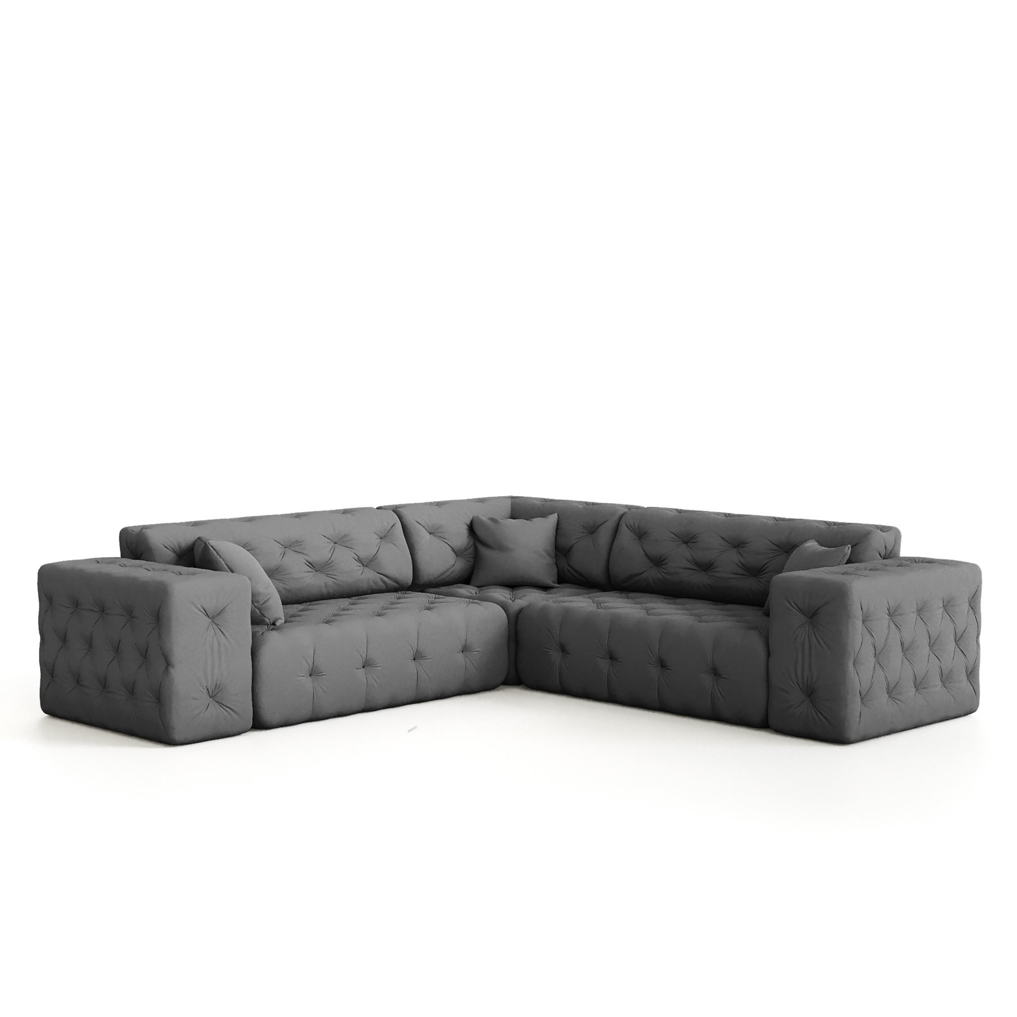 Fun Möbel Ecksofa Grau 246x246 cm