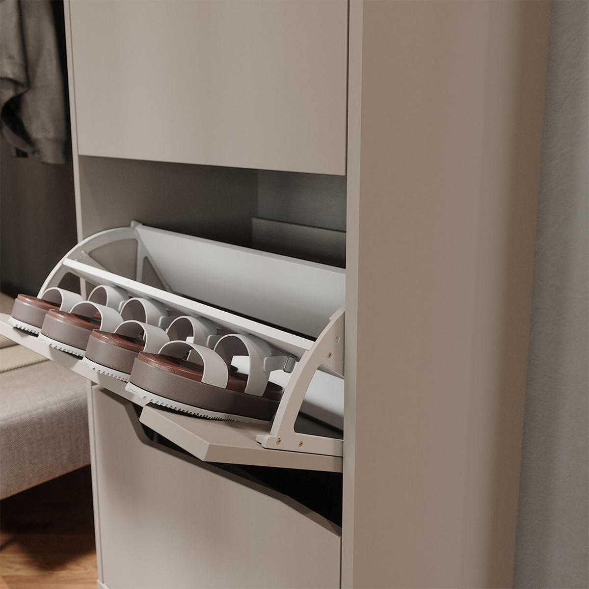 BOTNÍK NA BOTY Marelle Béžový dub/Artisan - světle šedá/šedobéžová, kompozitní dřevo (60/129.5/38cm) - Vicco