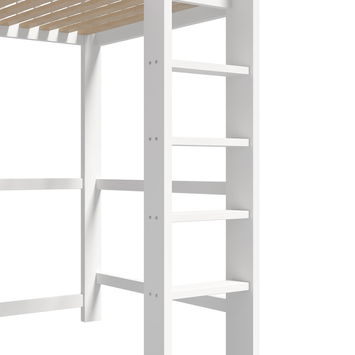 HOCHBETT 90/200 cm Weiß mit Schreibtisch und mehreren Ablagefächern ohne Matratze - Weiß, Holz (90/200cm) - OKWISH