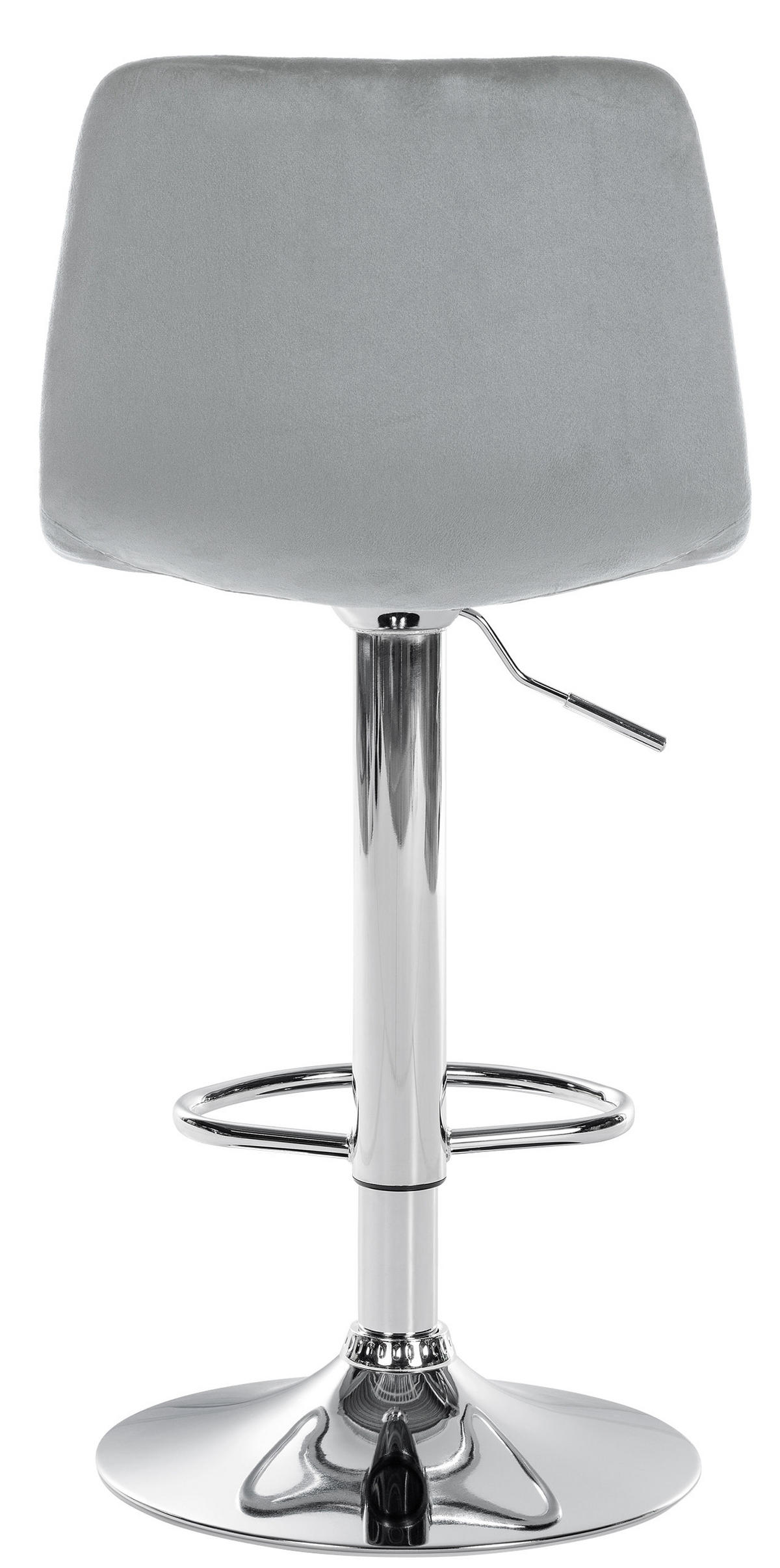 BARHOCKER 2er Set Samt grau - Chromfarben/Grau, Textil/Metall (44/88/43cm) - CLP