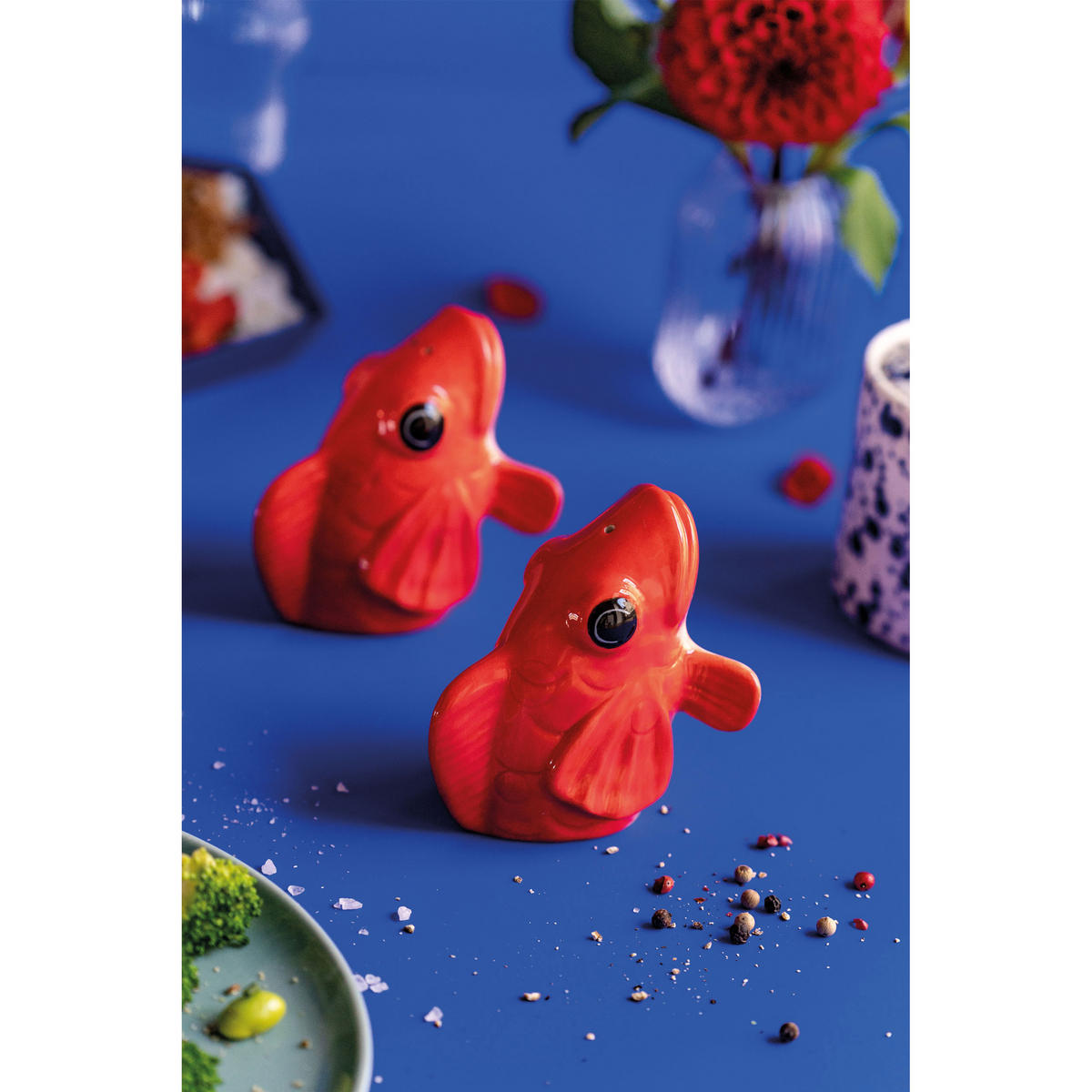 GEWÜRZSTREUER Fishes For Dishes, 2er Set, Steingut, Rot - Rot, Keramik (3.8/8.5/7cm) - Donkey Products