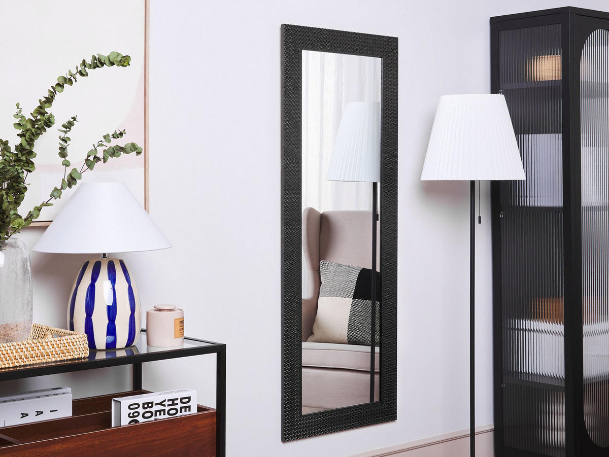 WANDSPIEGEL schwarz rechteckig 50/130 cm Plaisir - Schwarz, Kunststoff (50/130/2cm) - Beliani