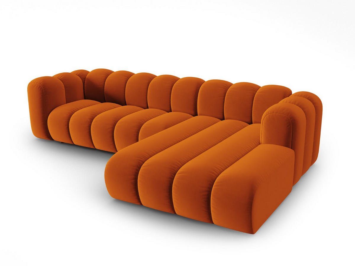 ECKSOFA modular rechts Lupine aus Samt terrakotta 4 Sitzplätze - Terra cotta, Textil (177/290cm) - Micadoni