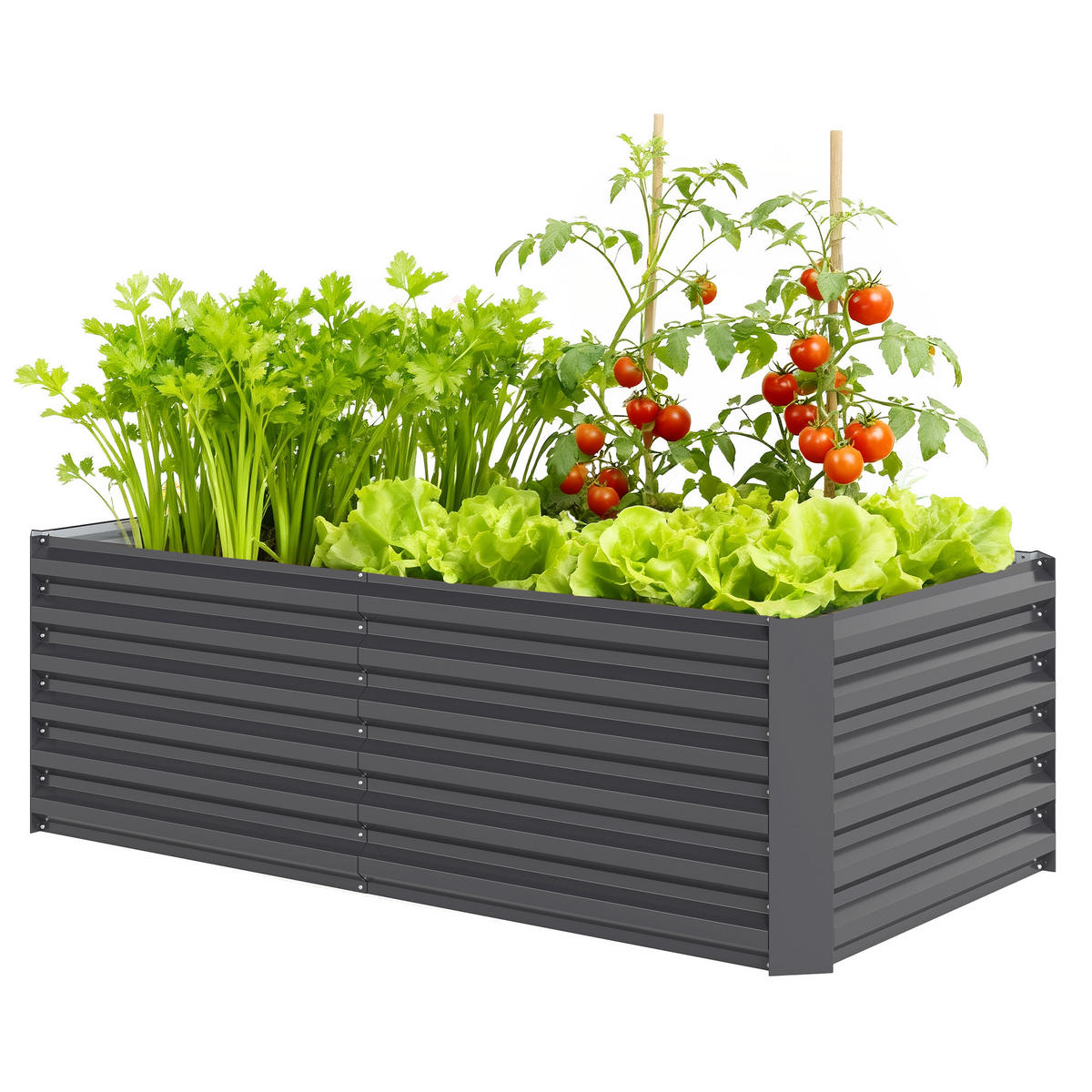HOCHBEET, Für Gemüsegarten, offener Boden, abgerundete Kanten, 180x90x57,5cm, Dunkelgrau - Multicolor, Holzwerkstoff (180/57.5/90cm) - FORIOUS