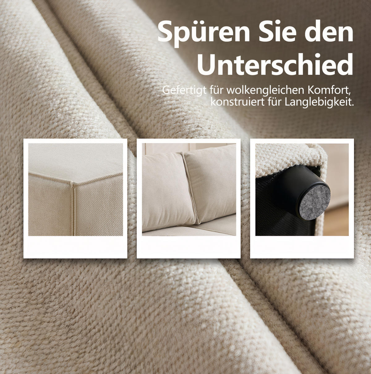 SOFA modular frei kombinierbar Beige - Beige, Holz (154/238cm) - Meubliv