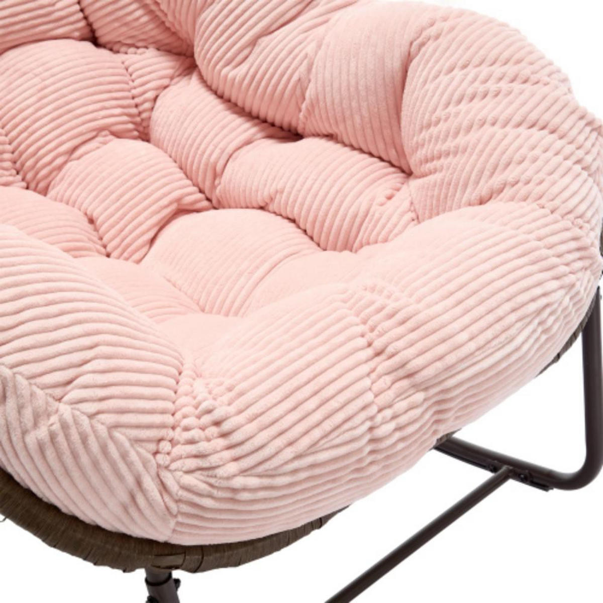 SCHAUKELSTUHL Schaukelsessel,Rattanstuhl mit Stahlrahmen,Rosa-Cord - Rosa, Metall (94.5/80/111cm) - LVHOM