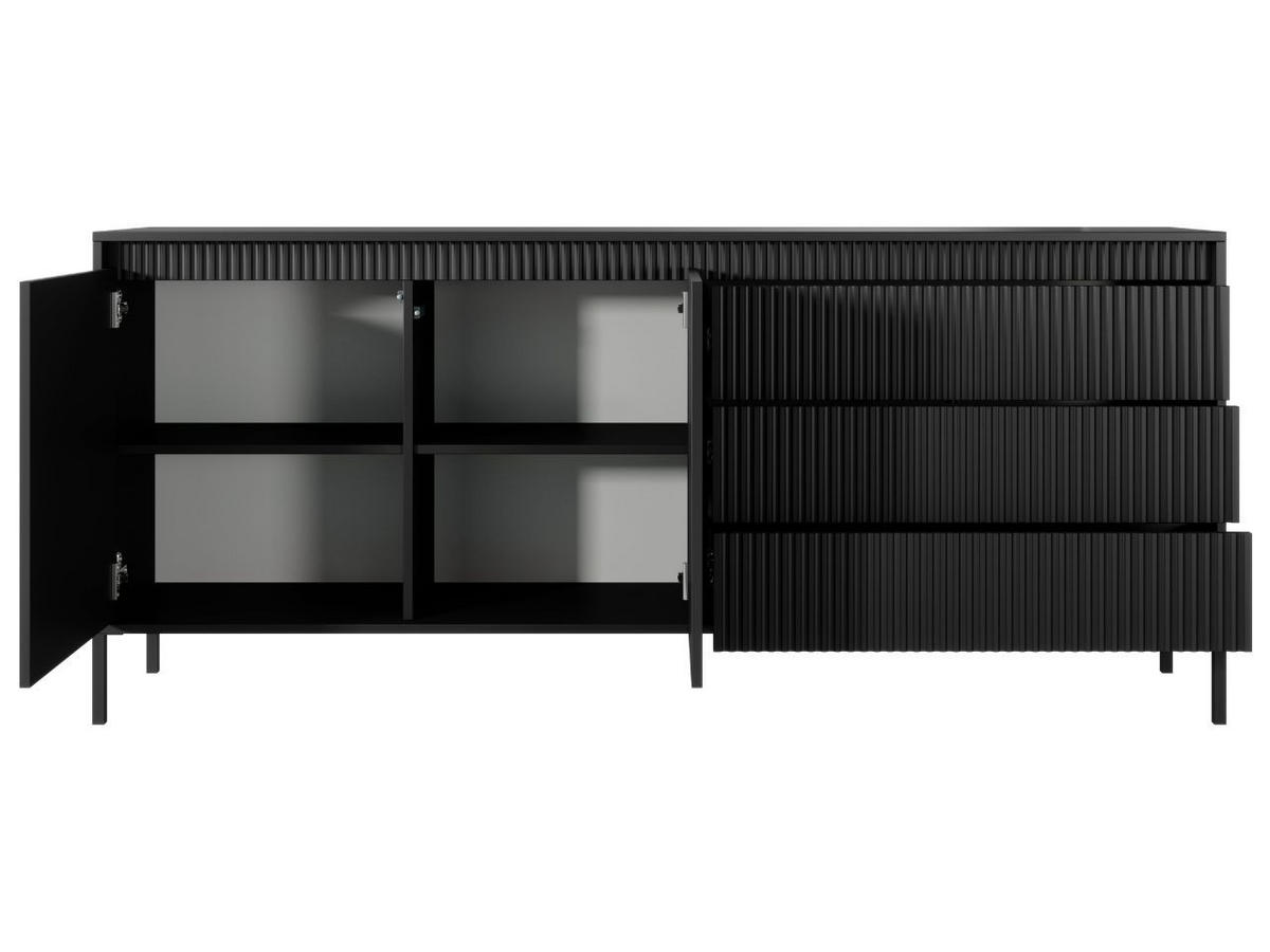 KOMMODE Schwarz 187/82/40 cm Sorano - Schwarz, Naturmaterialien/Metall (187/82/40cm) - Graingold