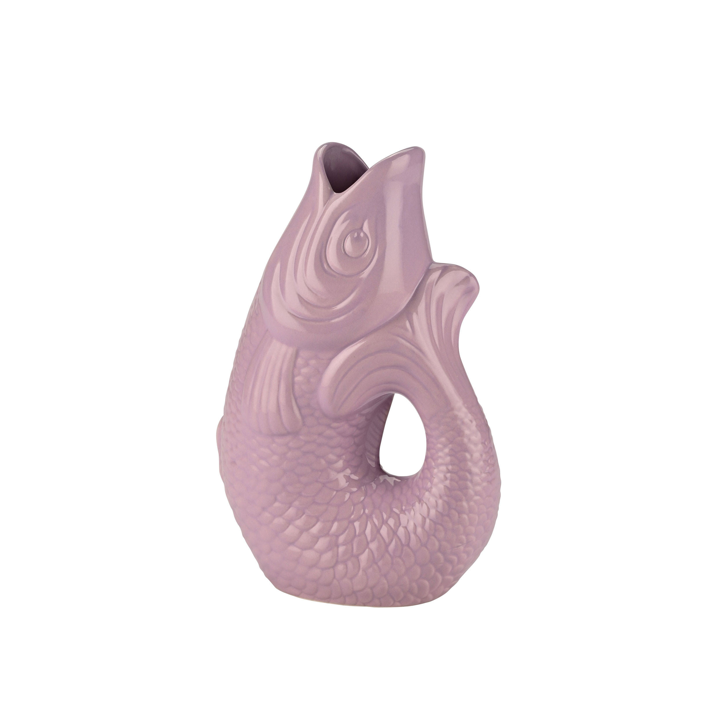VASE Monsieur Carafon S, Fisch-Form, Steingut, Lavender, 25.2 cm - Lila, Keramik (25.2cm) - Gift Company